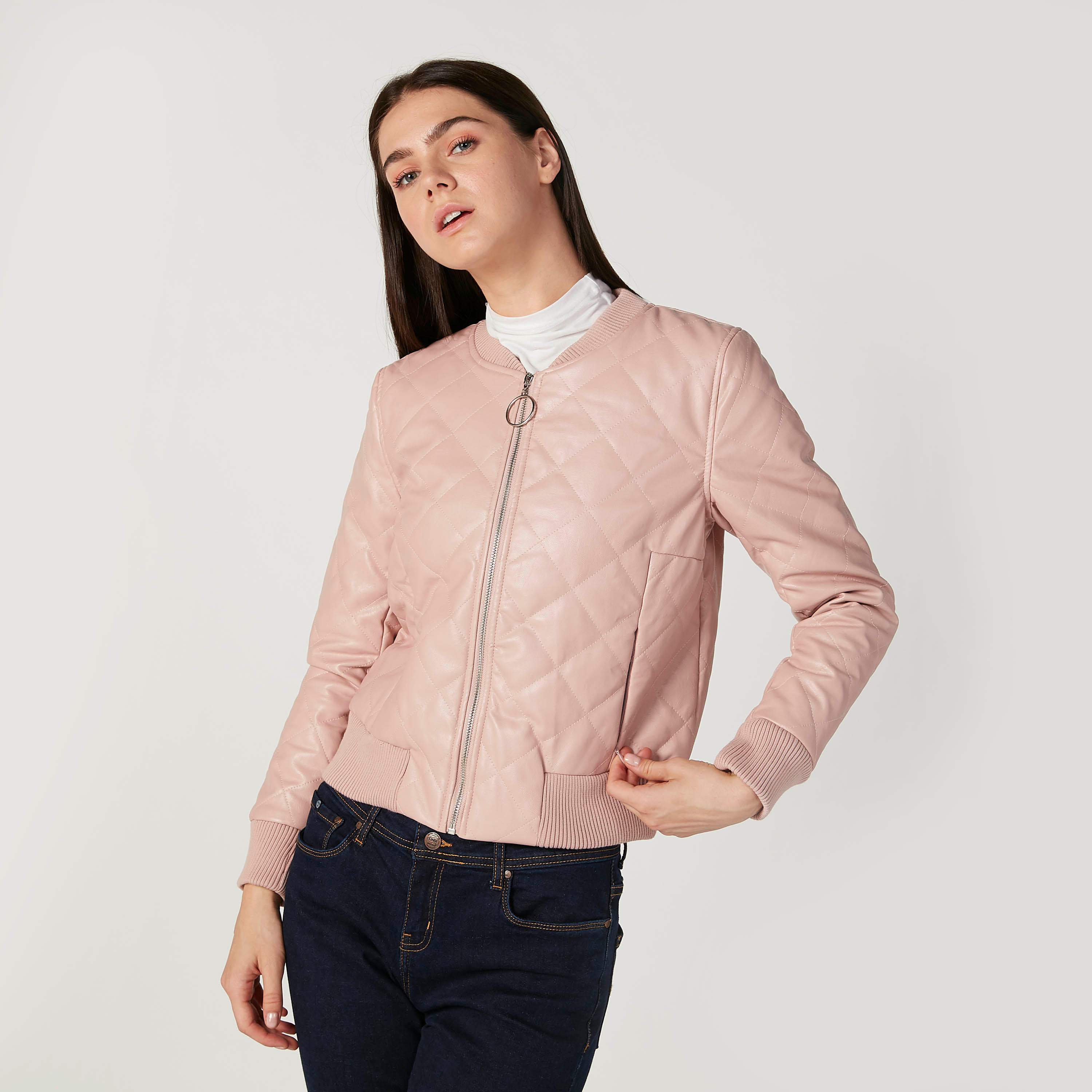جاكيت مبطّن بأكمام طويلة وجيوب كنغر-women-winterwear-coatsandjackets-jackets-image-4
