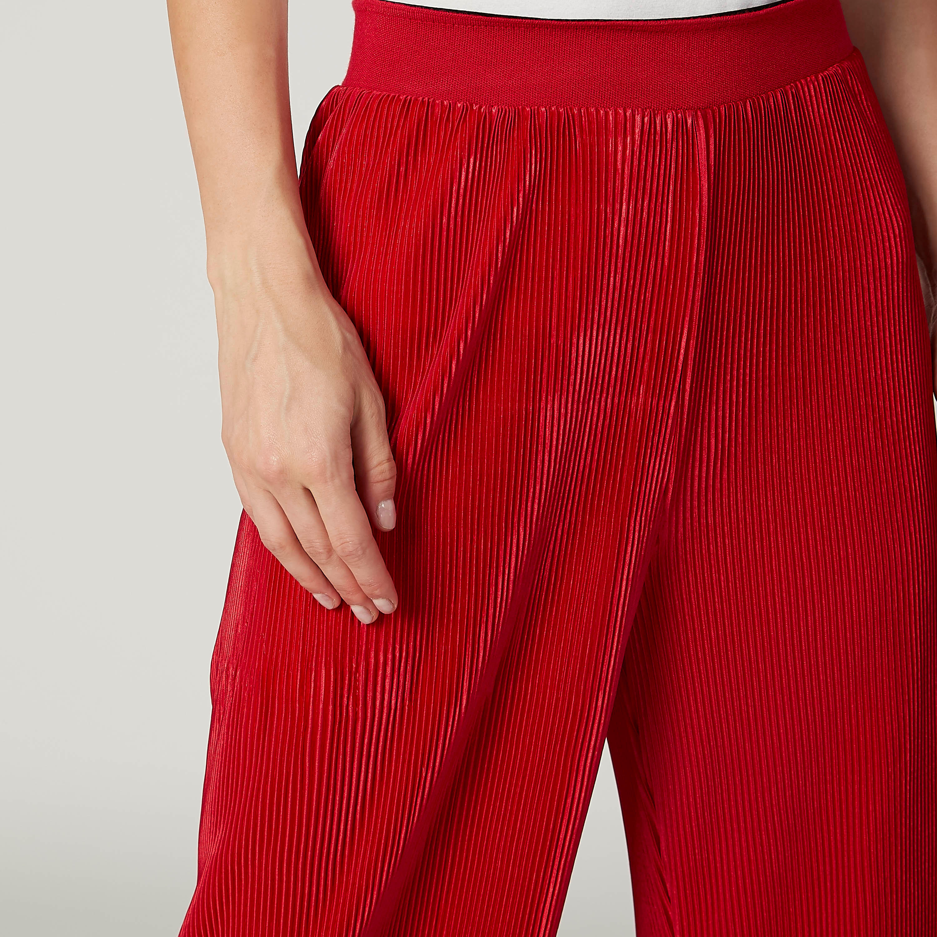 بنطلون بالازو بارز الملمس بخصر مطّاطي مرن-women-clothing-bottoms-trousers-image-3