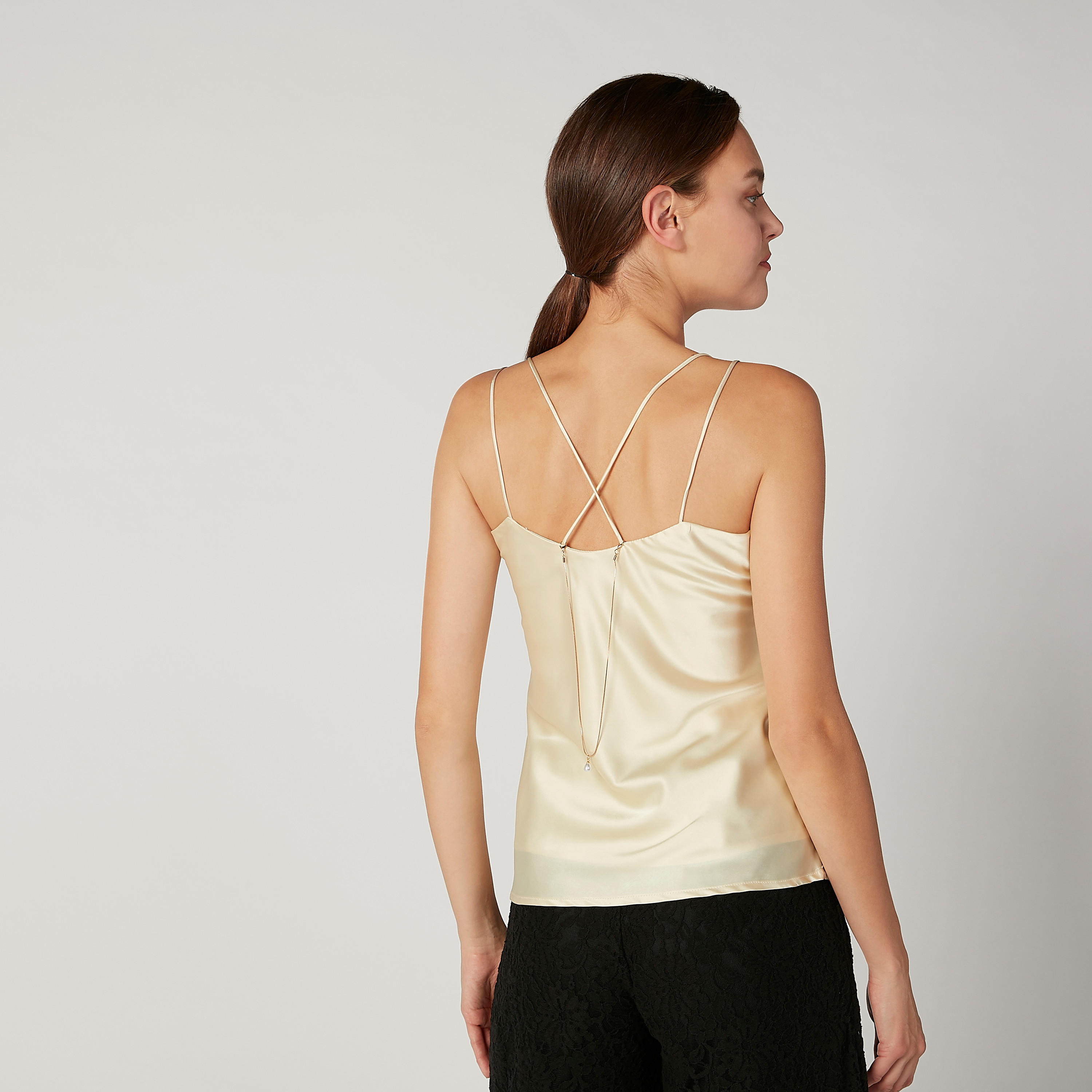 بلوزة سادة دون أكمام بياقة منسدلة-women-clothing-shirtsandblouses-blouses-image-1