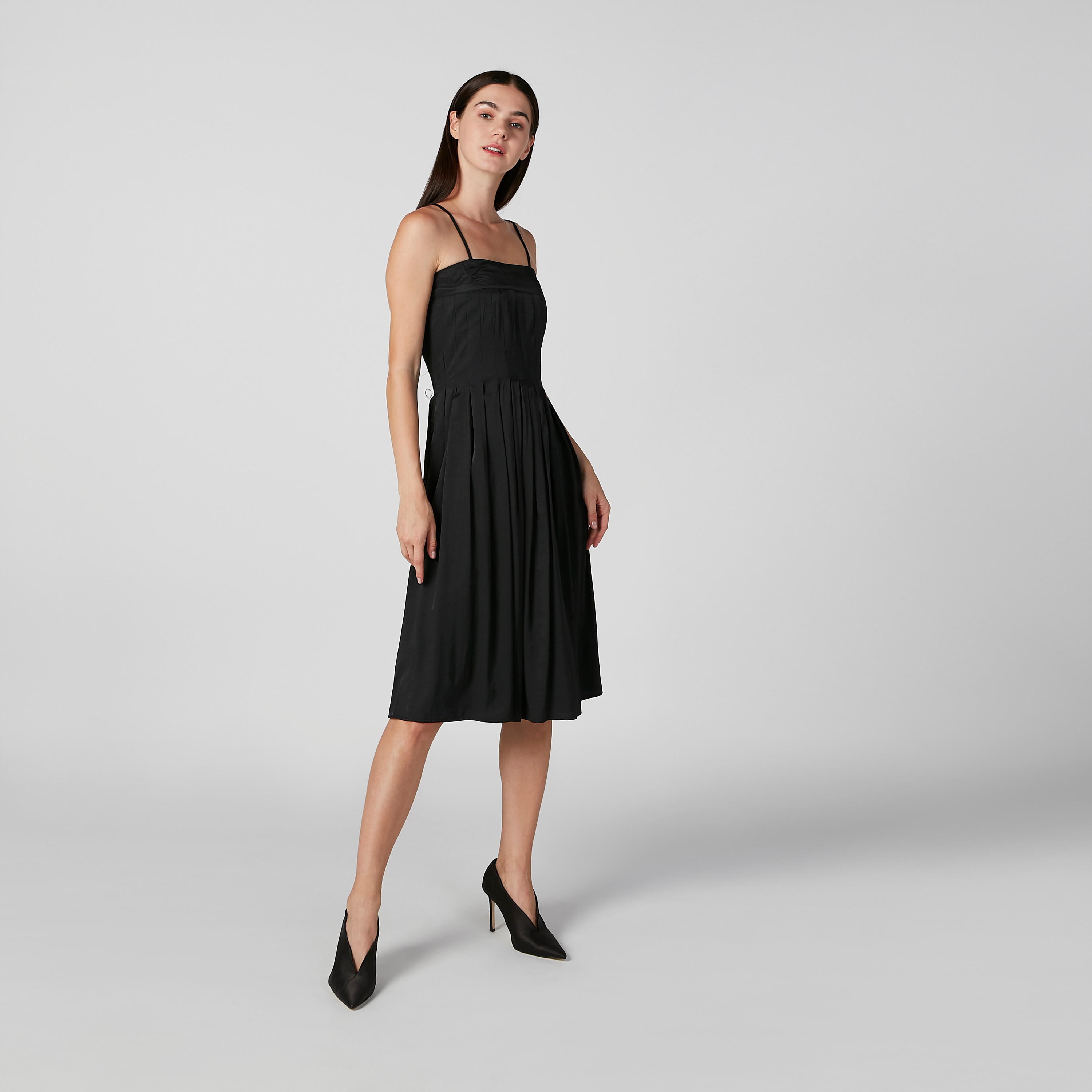فستان ميدي إيه لاين سادة بحمّالات رفيعة-women-clothing-dresses-image-4