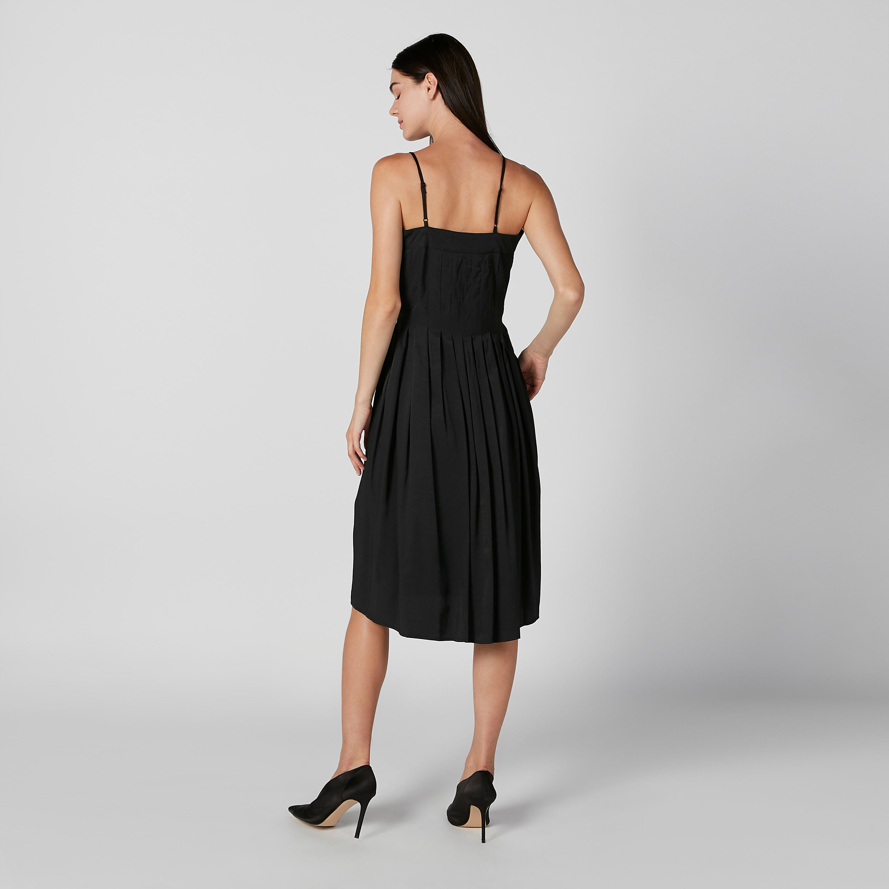 فستان ميدي إيه لاين سادة بحمّالات رفيعة-women-clothing-dresses-image-1