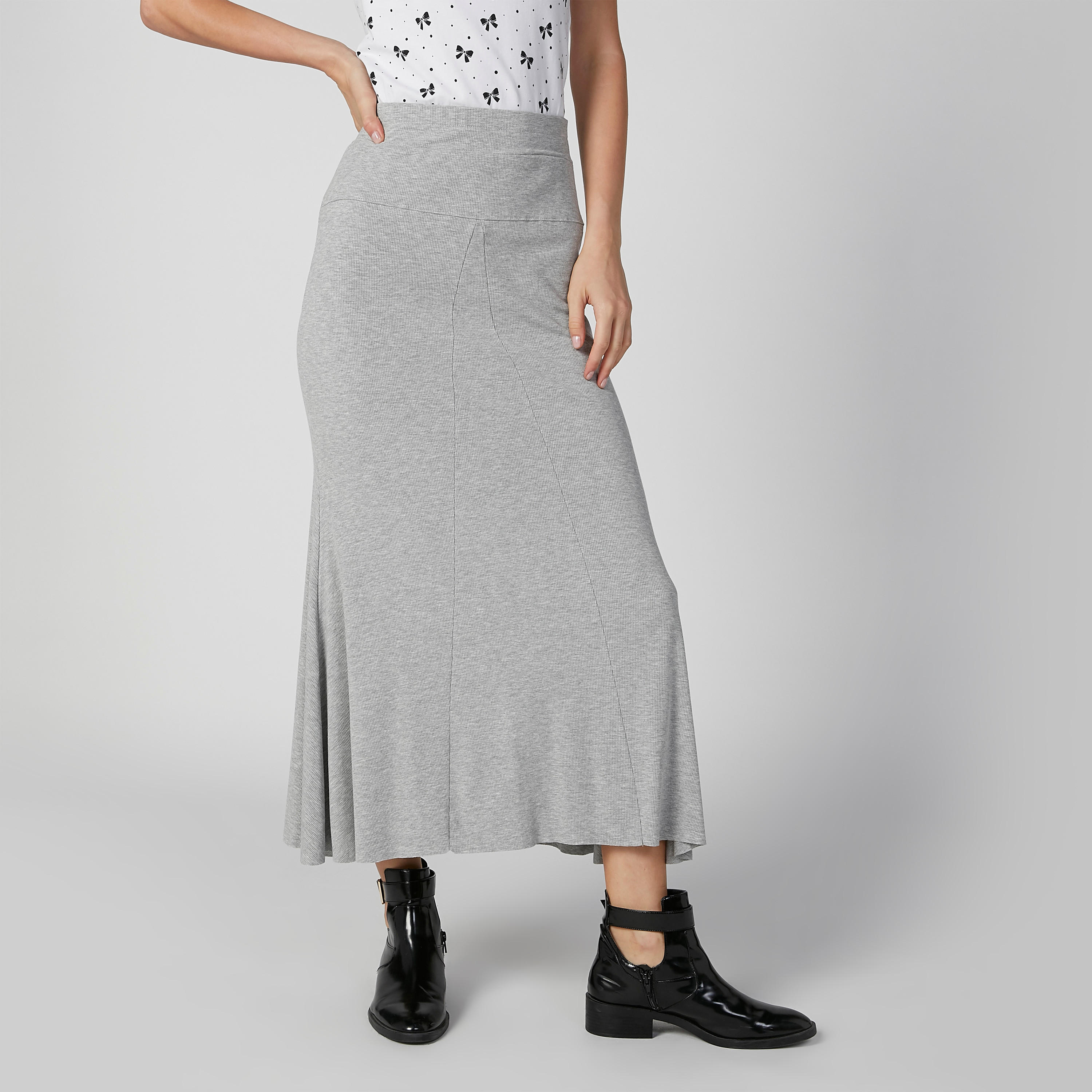 تنورة ماكسي إيه لاين بخصر مطّاطي وفتحة خلفية-women-clothing-bottoms-skirts-image-1