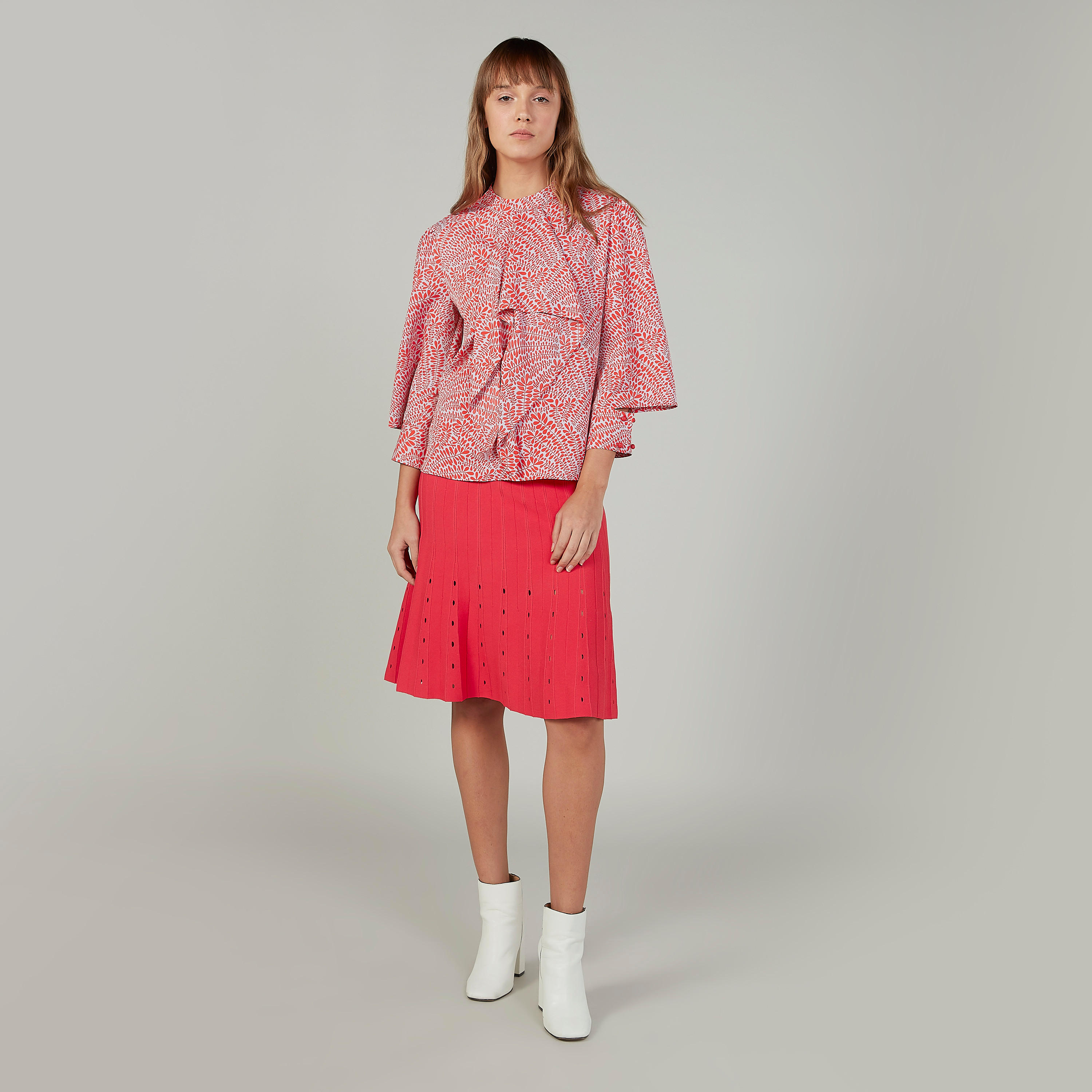تنورة متوسطة الطول إيه لاين سادة بخصر مطّاطي-women-clothing-bottoms-skirts-image-2