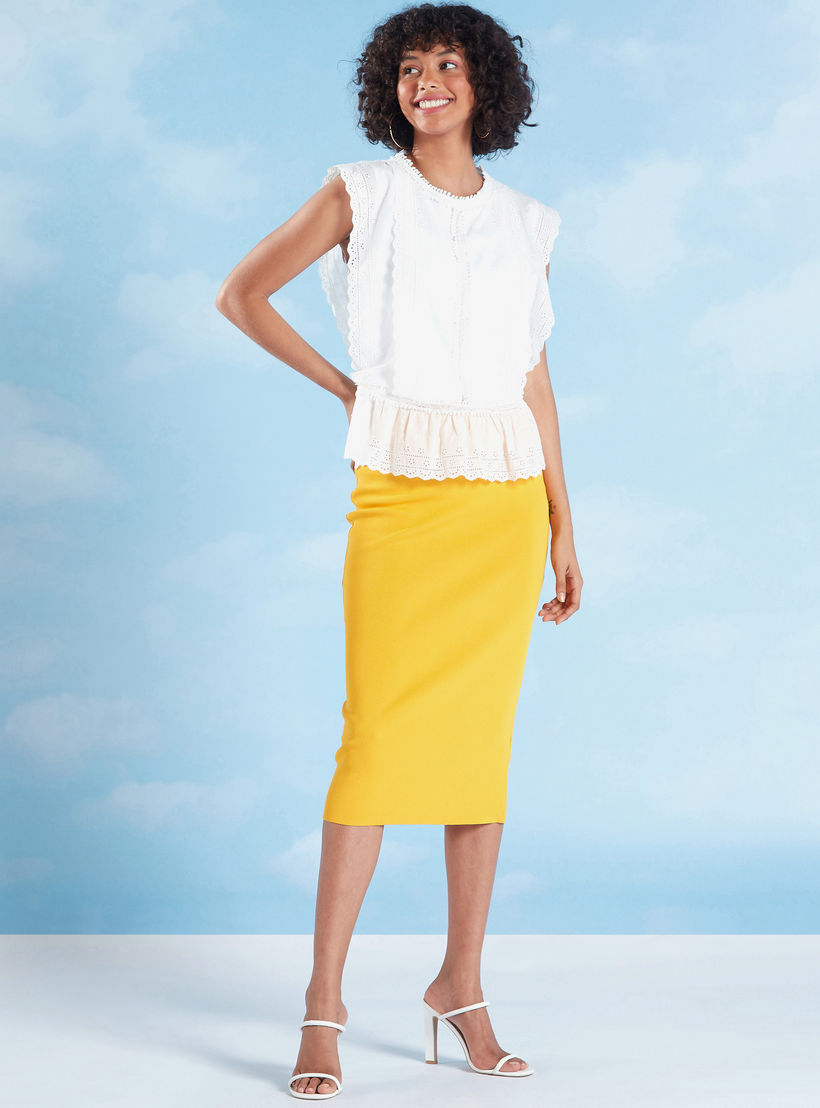 Plain Midi Bodycon Skirt with Elasticised Waistband-women-clothing-bottoms-skirts-image-2
