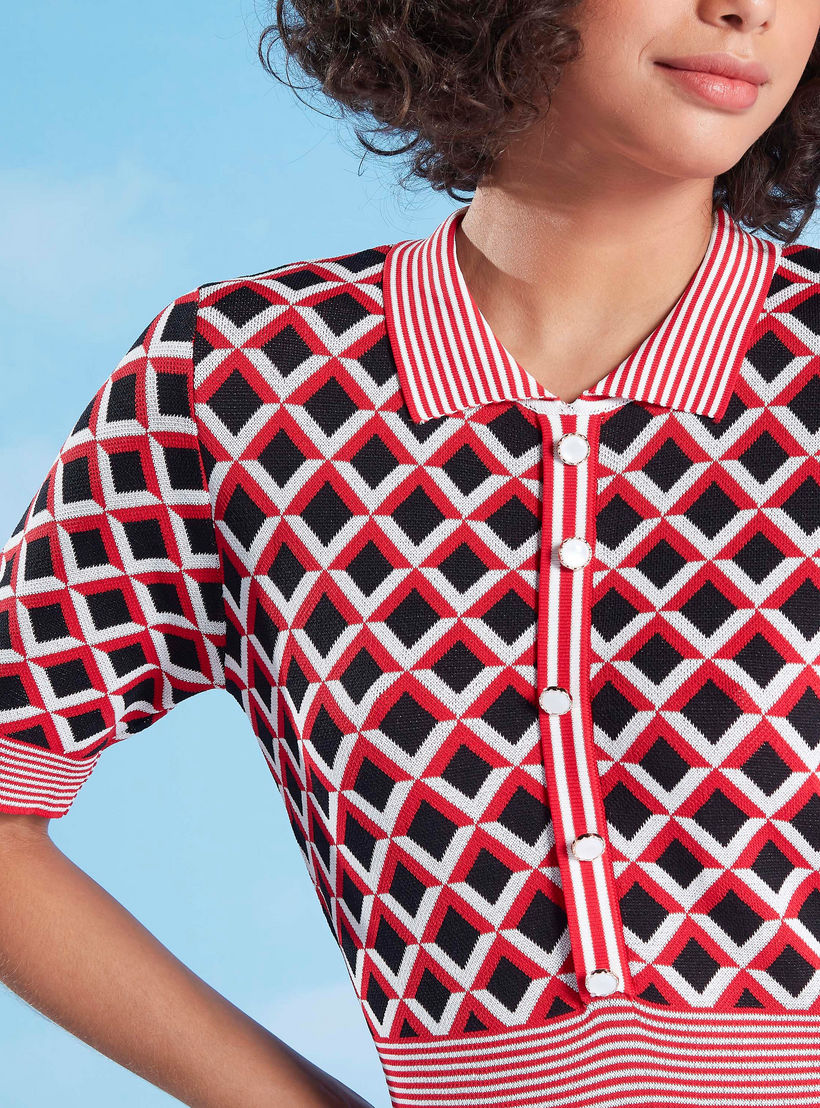 Printed Midi Dress with Short Sleeves and Spread Collar-women-clothing-dresses-image-3