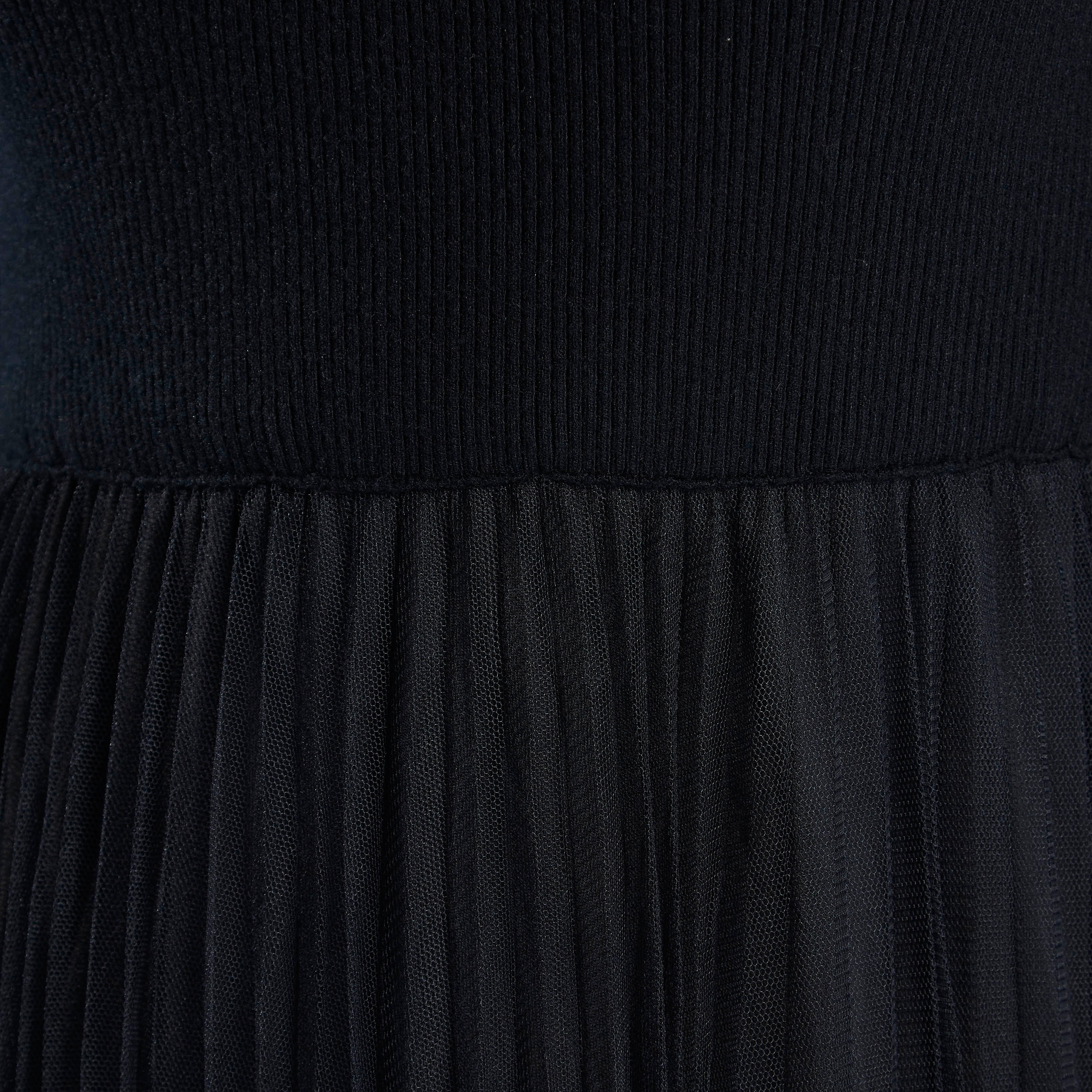 فستان متوسط الطول بارز الملمس بأكمام طويلة وياقة V-women-clothing-dresses-image-5
