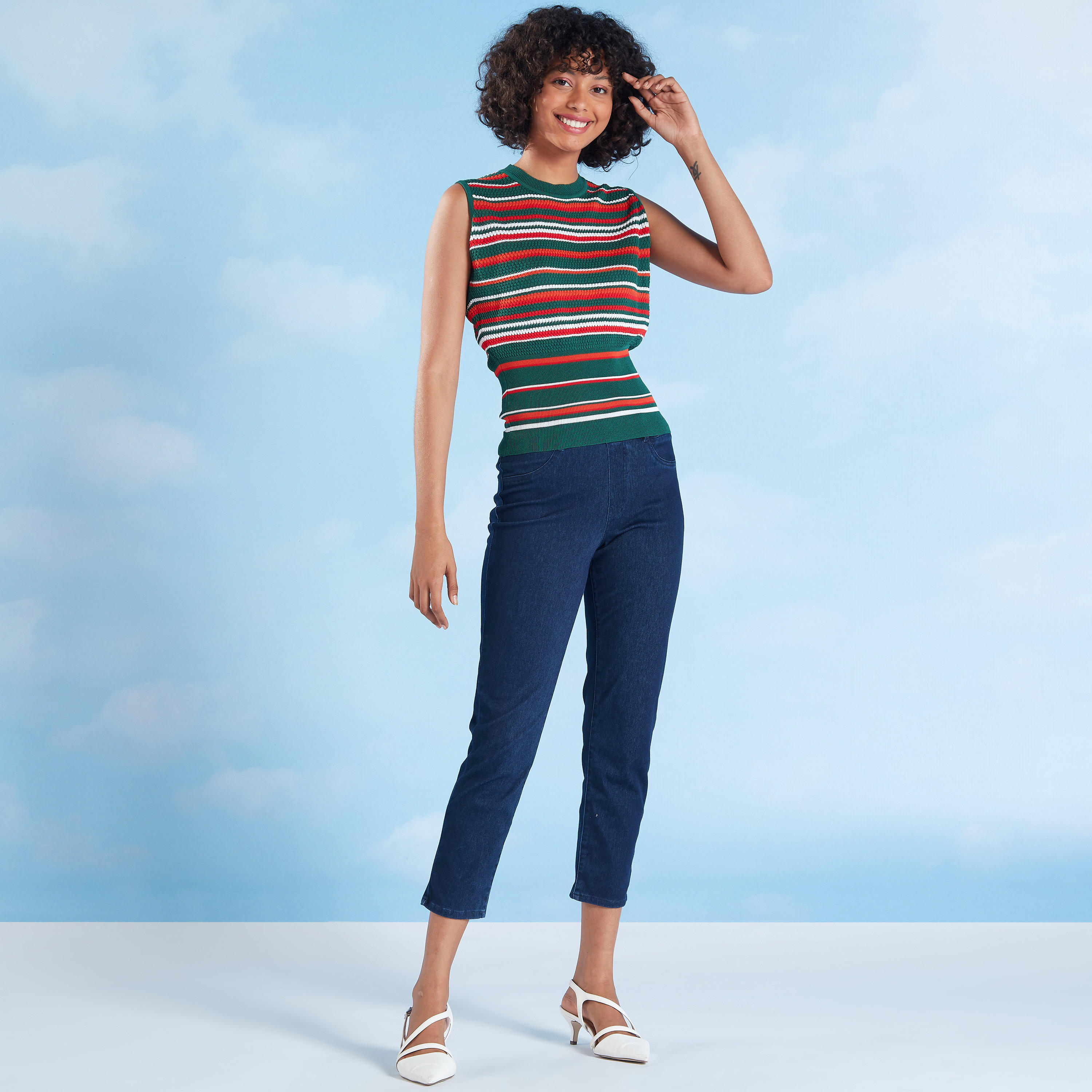 Striped Sleeveless Top with Crew Neck-women-clothing-shirtsandblouses-blouses-image-2