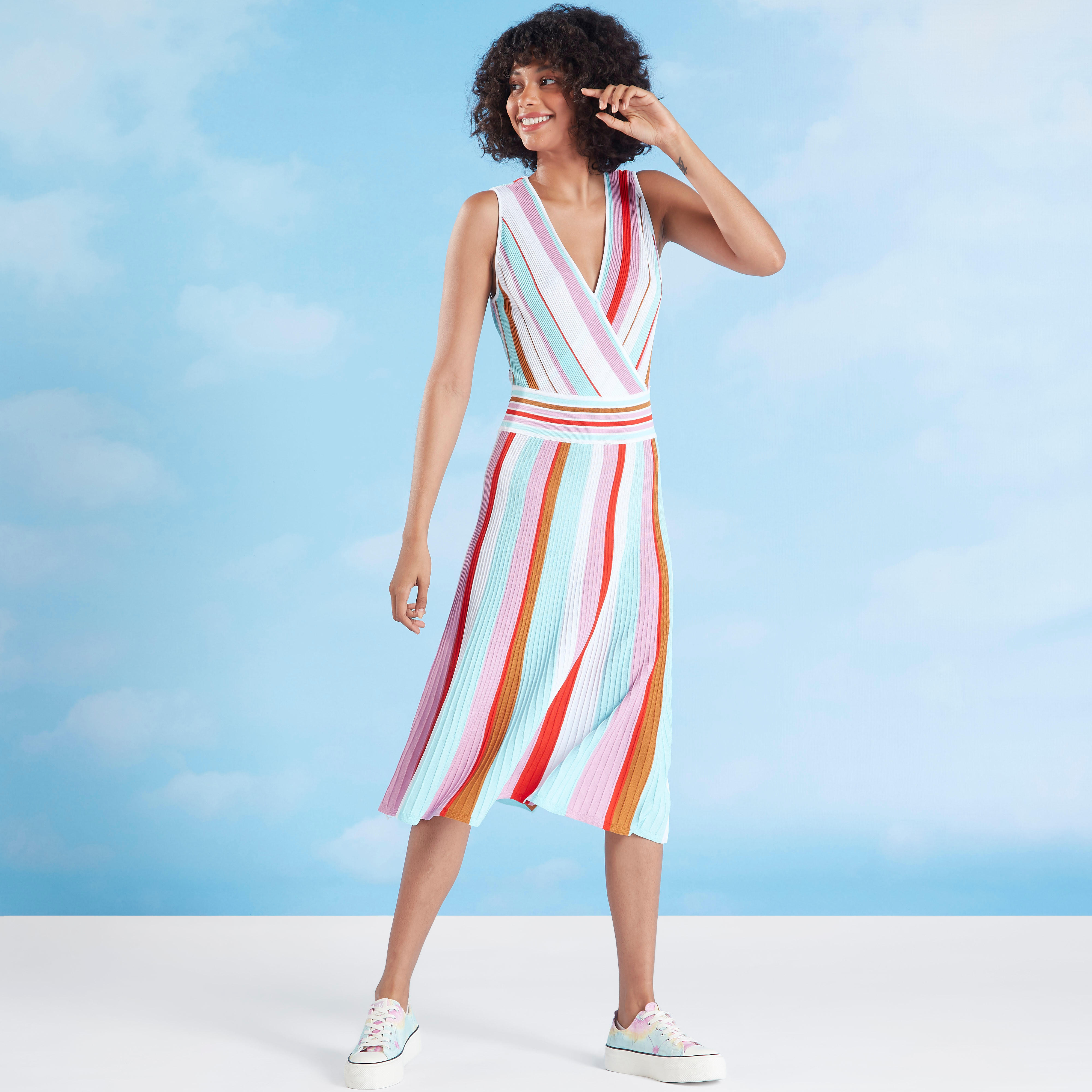 Striped Midi Sleeveless Dress-women-clothing-dresses-image-1