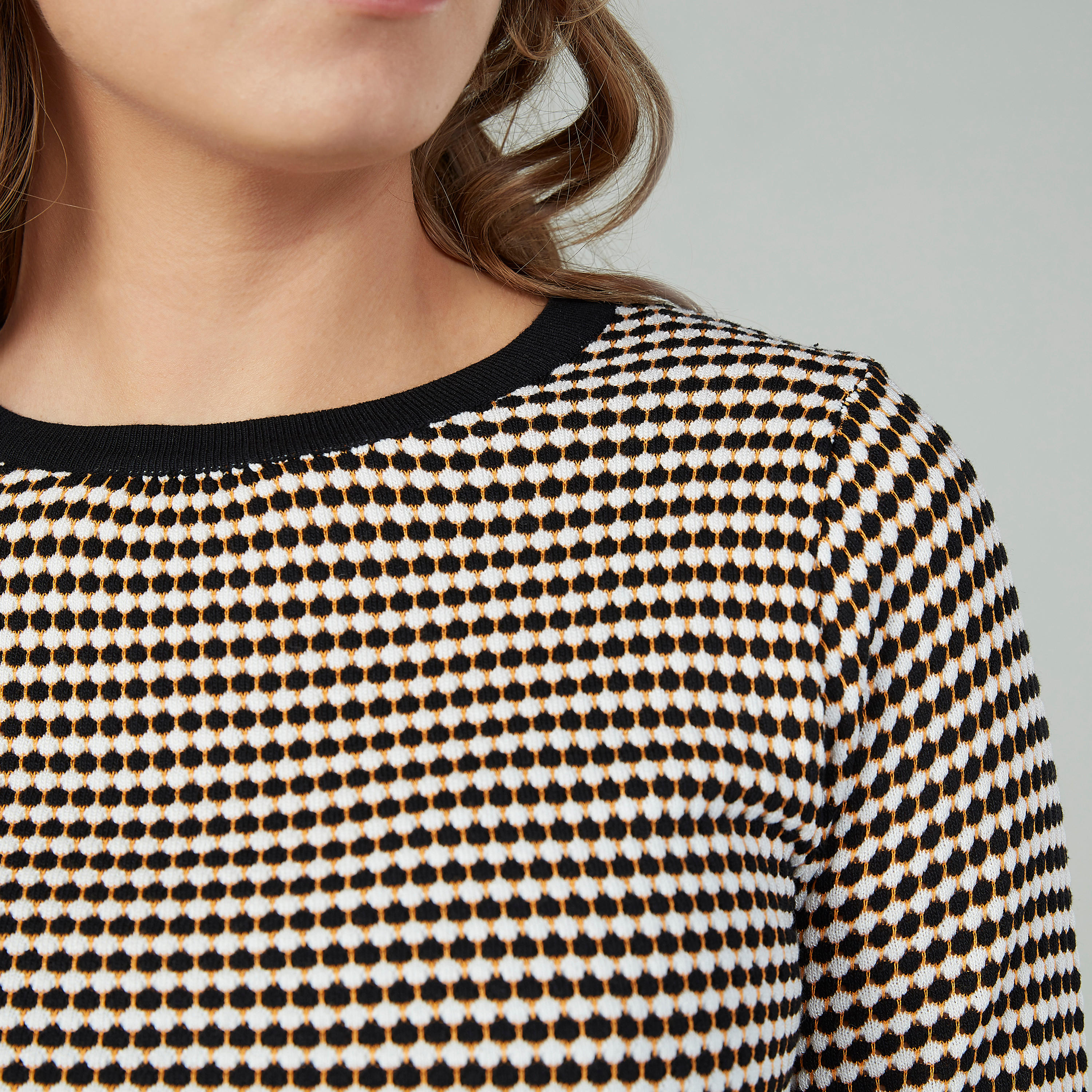 Textured Sweater with Crew Neck and Long Sleeves-women-clothing-cardigansandjumpers-jumpers-image-3