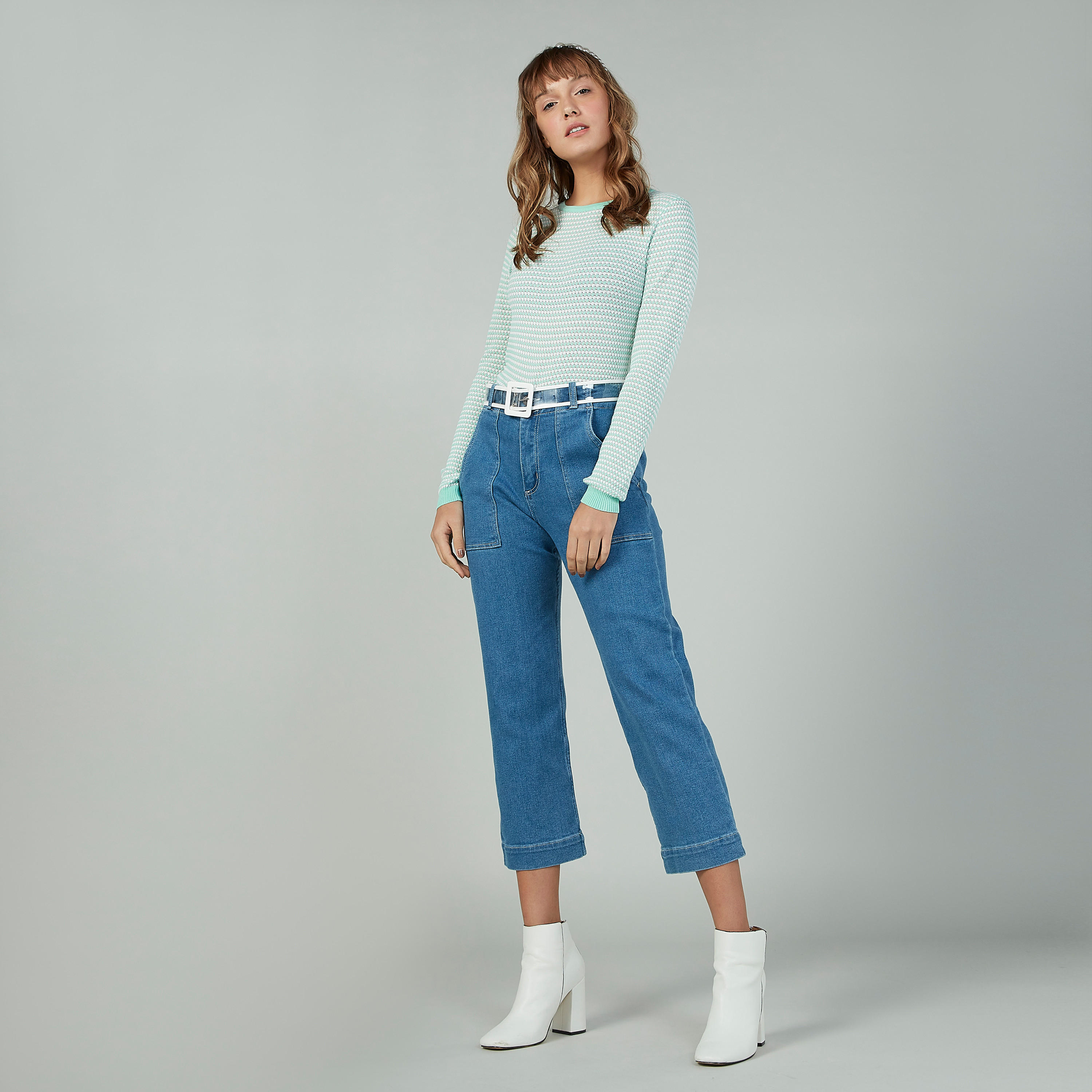 Textured Sweater with Crew Neck and Long Sleeves-women-clothing-cardigansandjumpers-jumpers-image-6