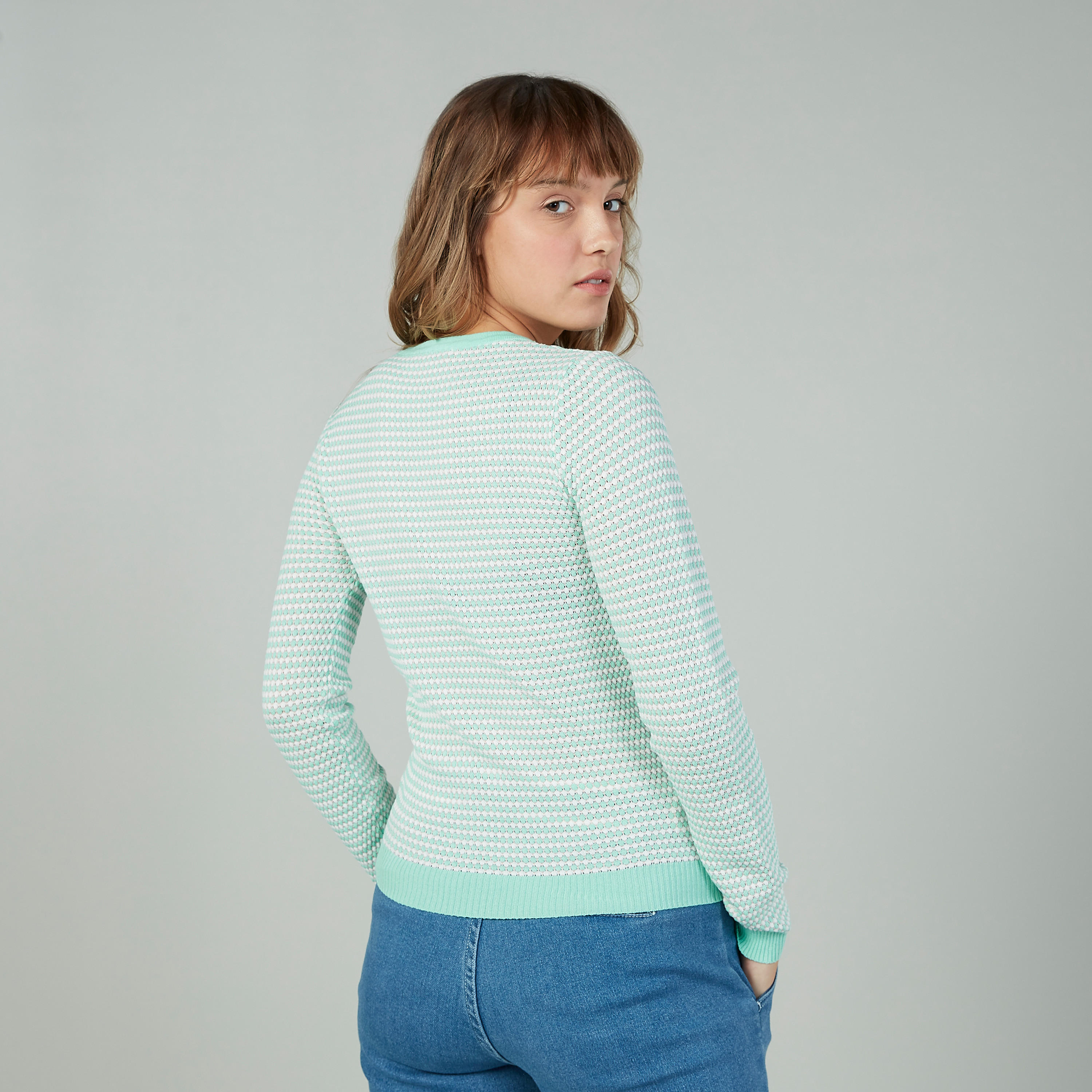 Textured Sweater with Crew Neck and Long Sleeves-women-clothing-cardigansandjumpers-jumpers-image-7