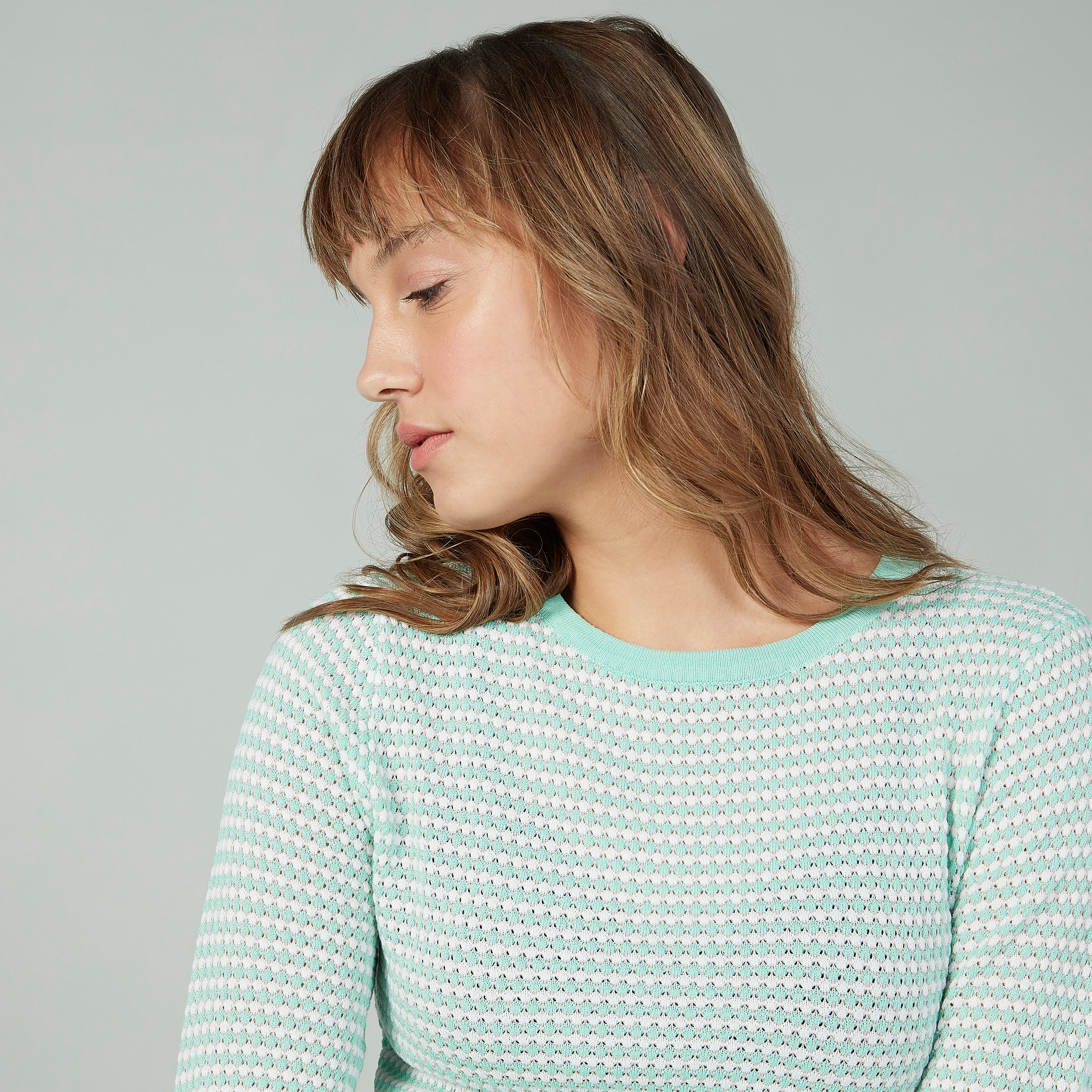 Textured Sweater with Crew Neck and Long Sleeves-women-clothing-cardigansandjumpers-jumpers-image-8