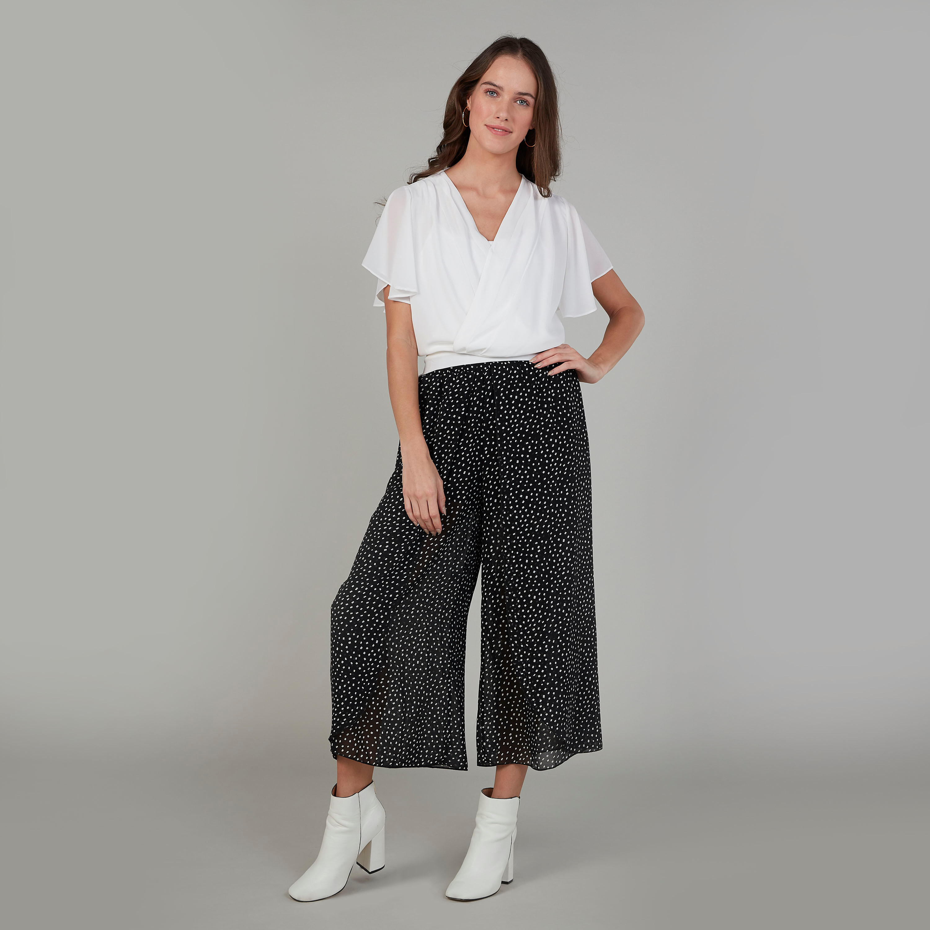 Plain Top with V-neck and Flared Sleeves-women-clothing-shirtsandblouses-blouses-image-2
