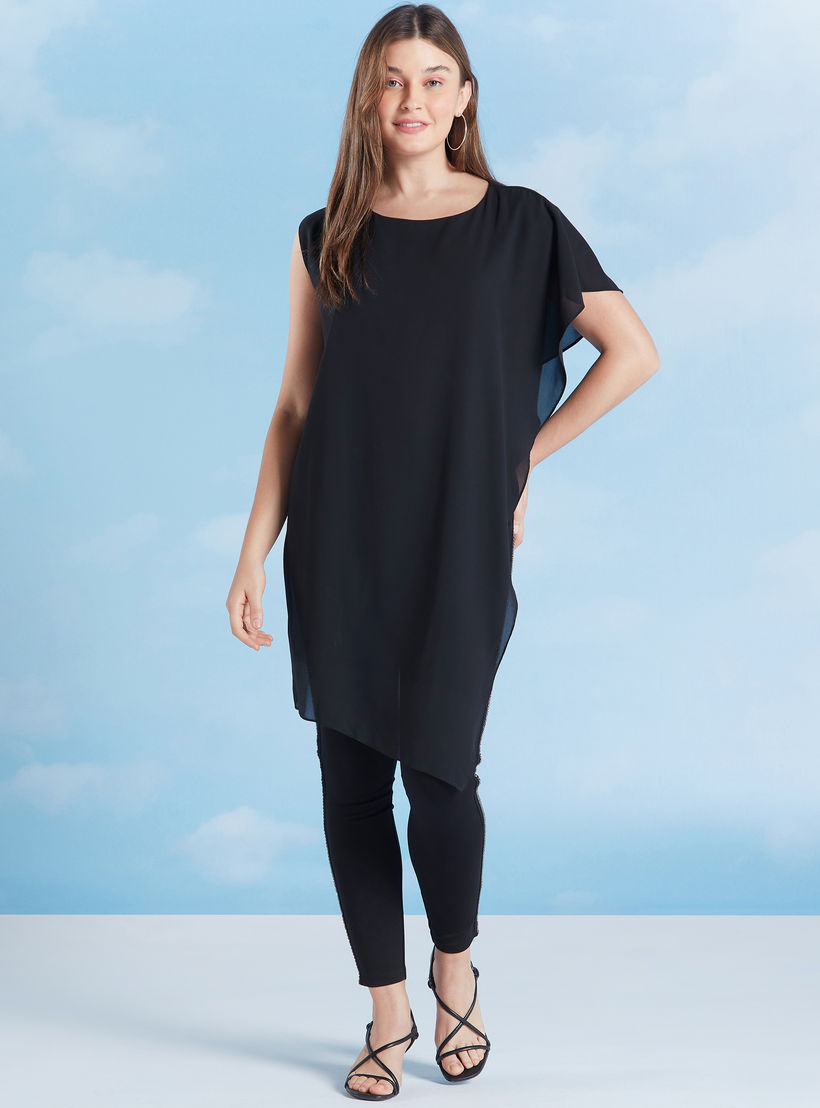 Plain Top with Round Neck and Frill Detail-women-clothing-shirtsandblouses-blouses-image-2