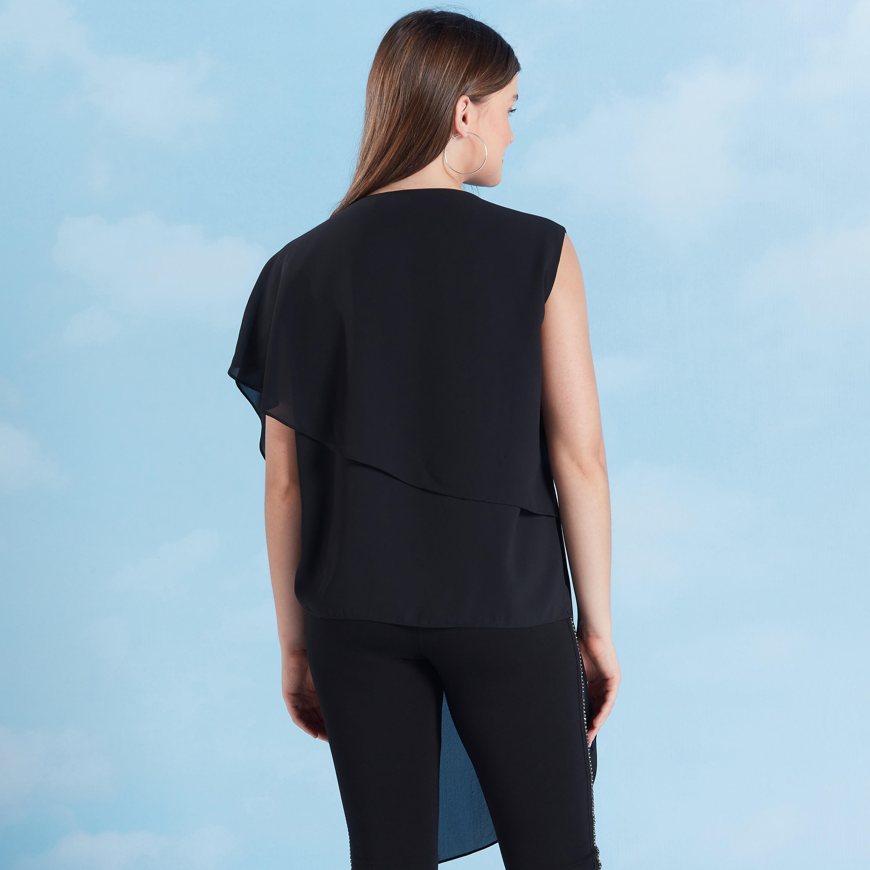 Plain Top with Round Neck and Frill Detail-women-clothing-shirtsandblouses-blouses-image-5