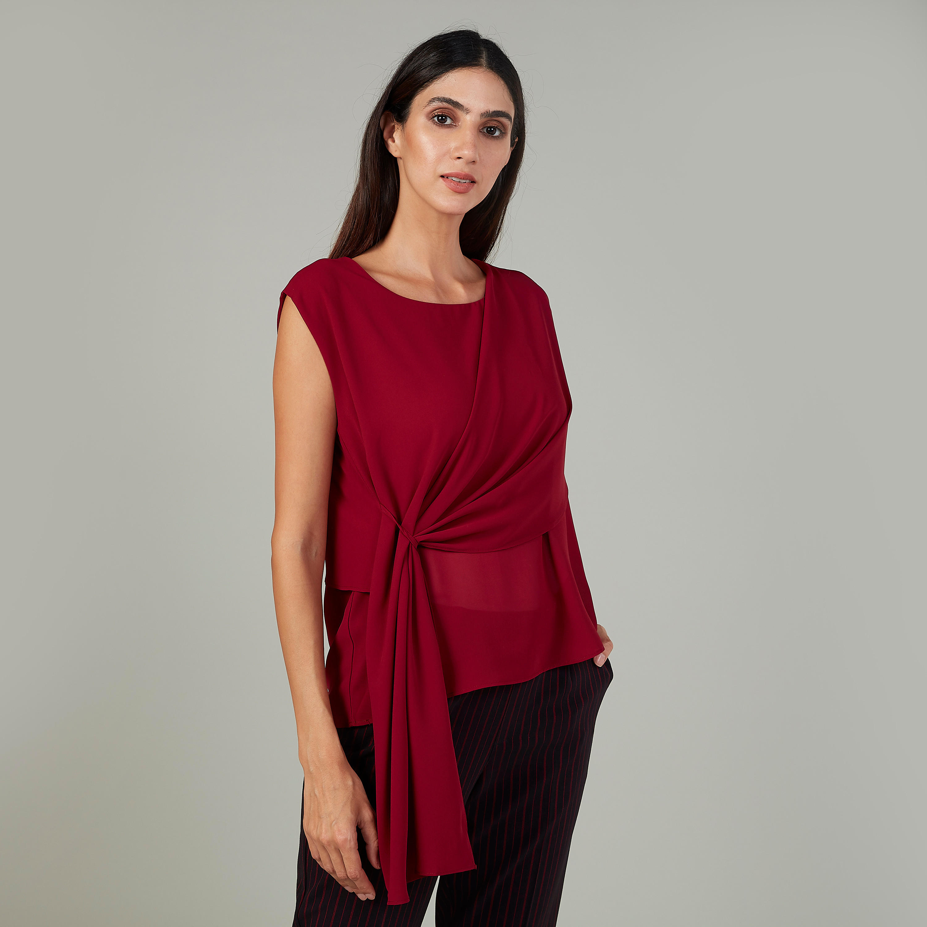 Plain Sleeveless Top with Round Neck-women-clothing-shirtsandblouses-blouses-image-1
