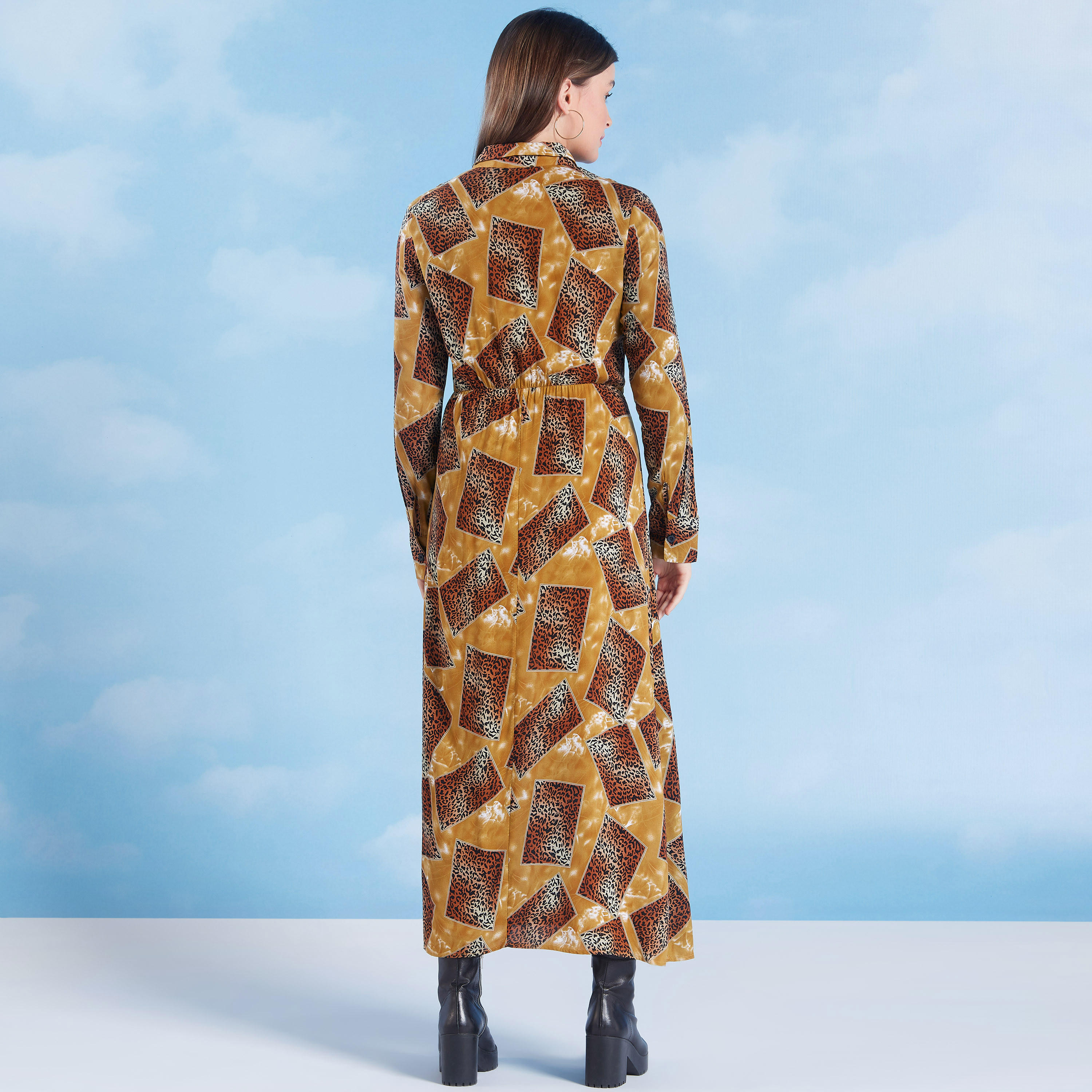 فستان قصير إيه لاين بطبعات حيوانات وأكمام طويلة وجيوب-women-clothing-dresses-image-4