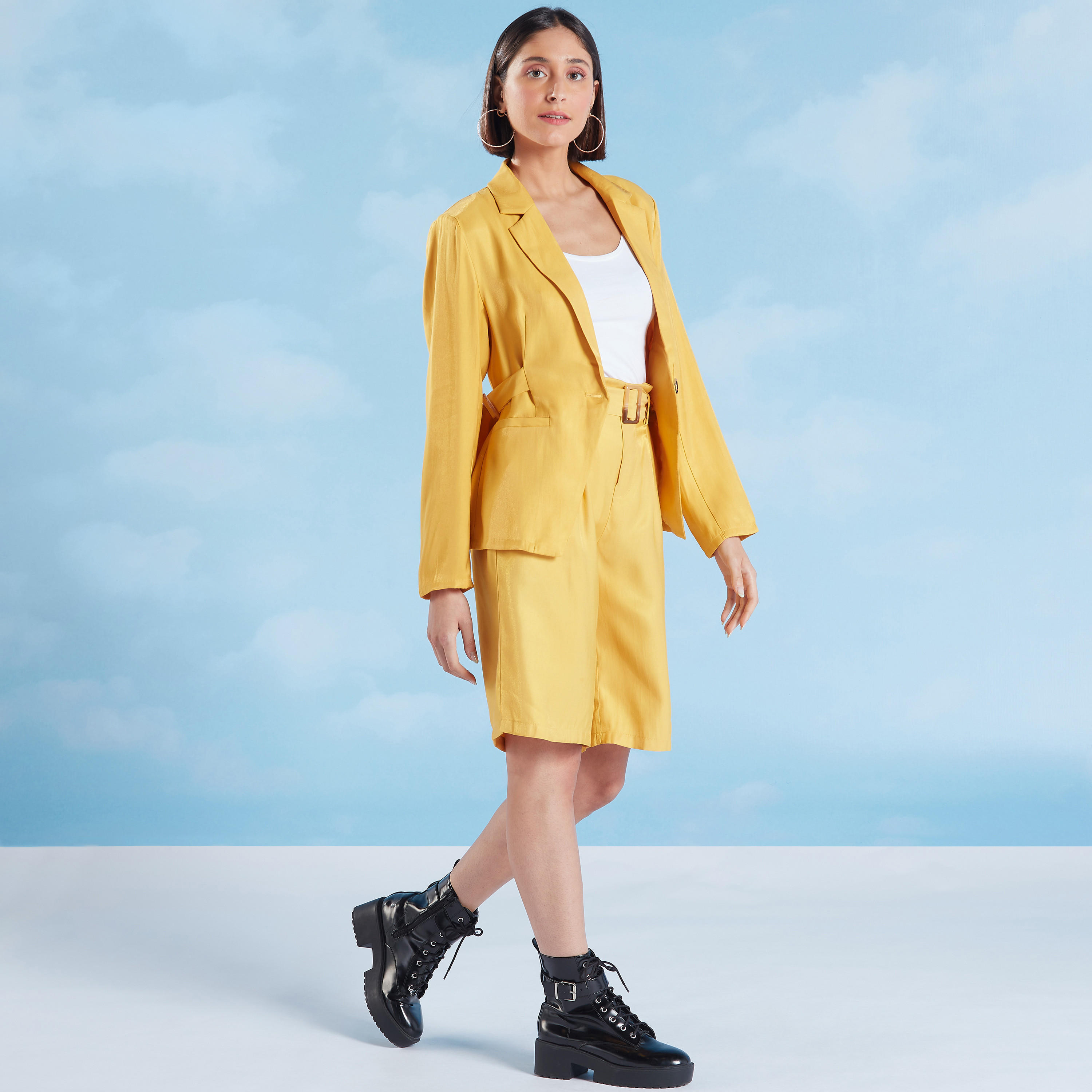Plain Blazer with Notched Lapel and Belt-women-clothing-coatsandjackets-blazers-image-2
