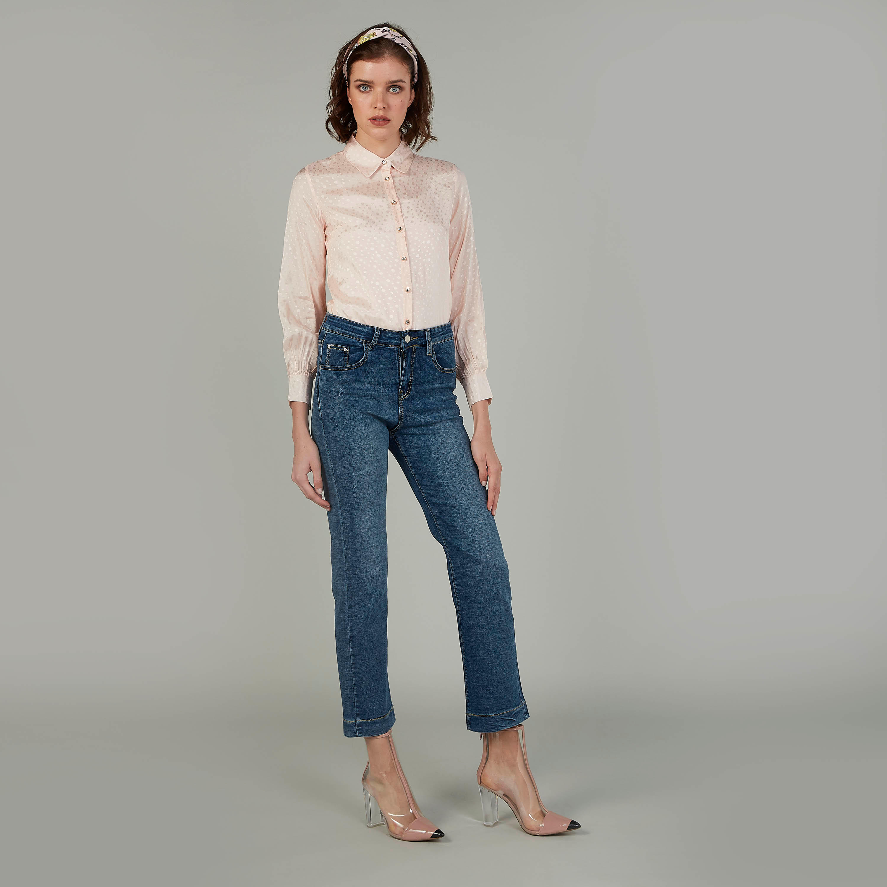 بنطلون جينز سادة بجيوب وحلقات للحزام من تو إكستريمز-women-clothing-bottoms-jeans-image-2