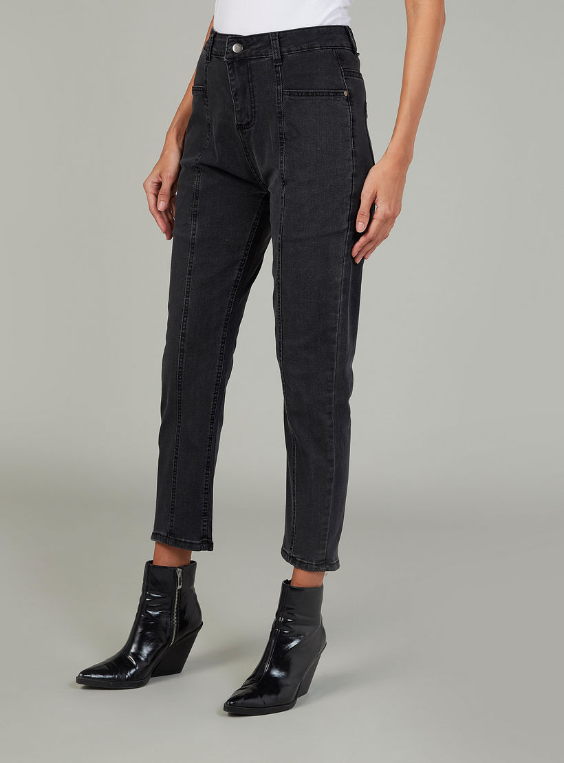 بنطلون جينز قصير سكيني بخصر متوسّط الارتفاع وعراوي حزام من تو إكستريمز-women-clothing-bottoms-jeans-image-1