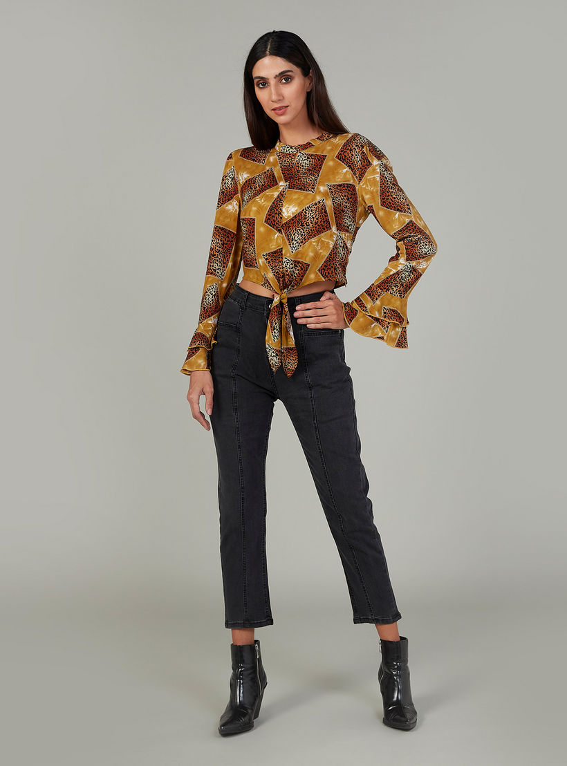 بنطلون جينز قصير سكيني بخصر متوسّط الارتفاع وعراوي حزام من تو إكستريمز-women-clothing-bottoms-jeans-image-2