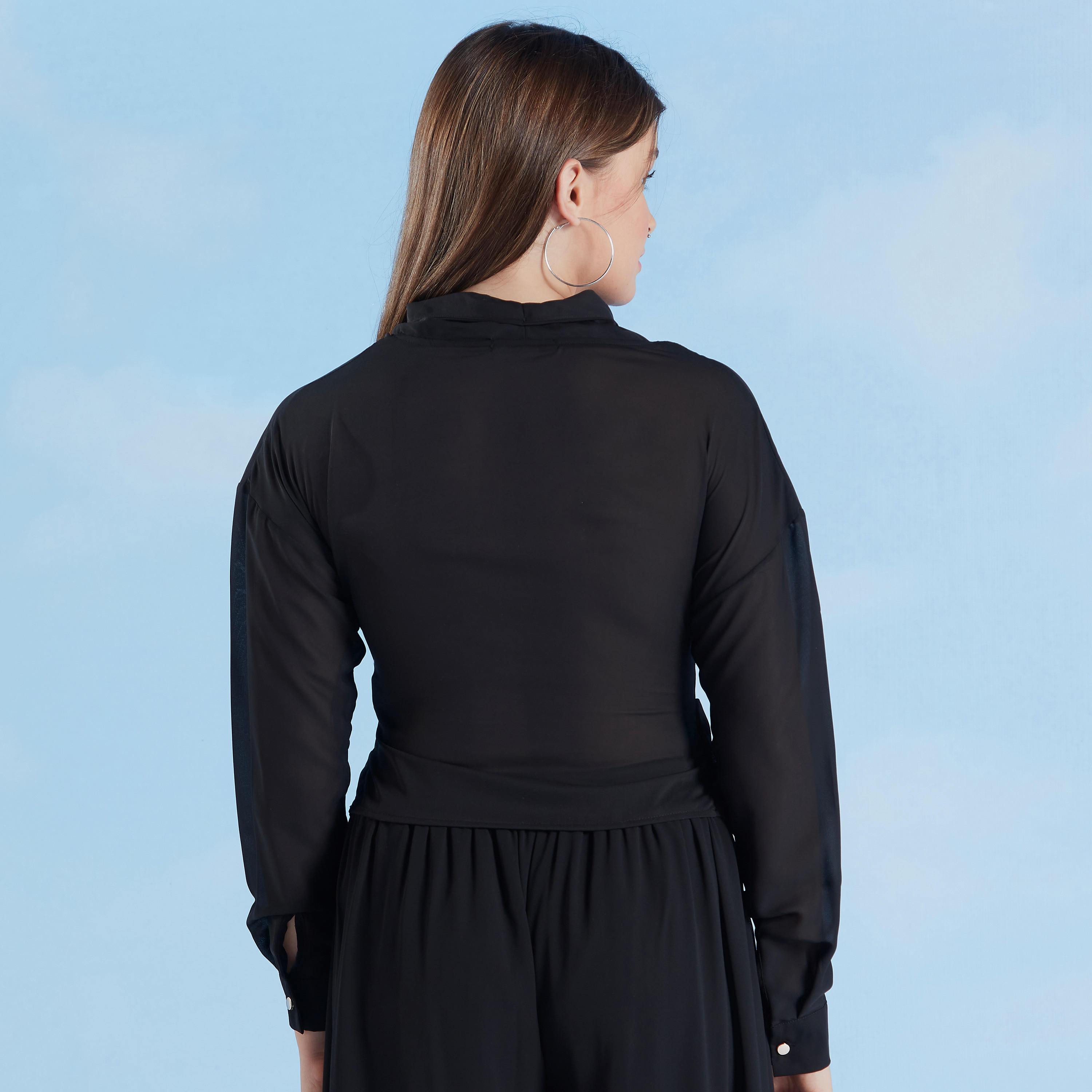 Plain Top with V-neck and Long Sleeves-women-clothing-shirtsandblouses-blouses-image-9