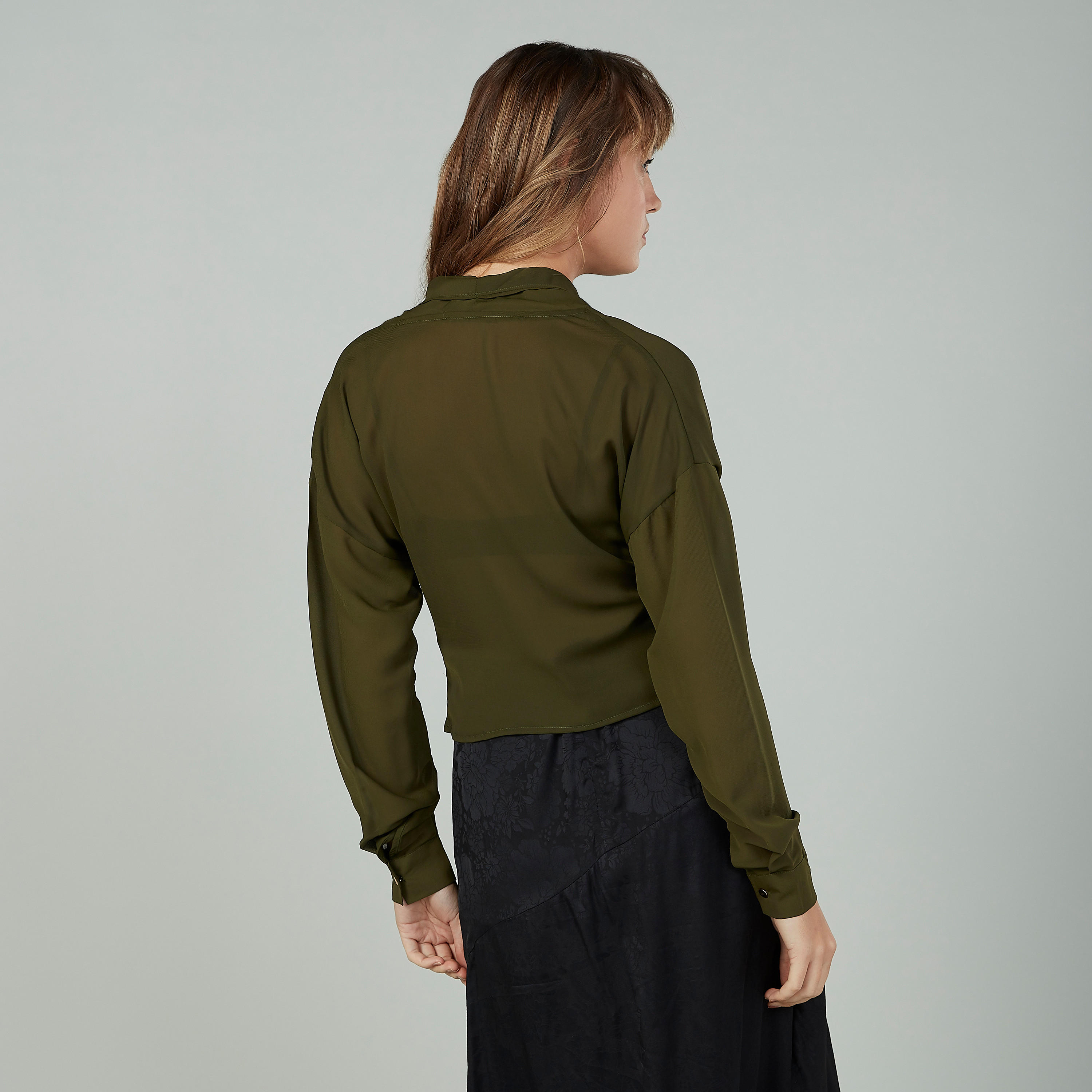 Plain Top with V-neck and Long Sleeves-women-clothing-shirtsandblouses-blouses-image-13
