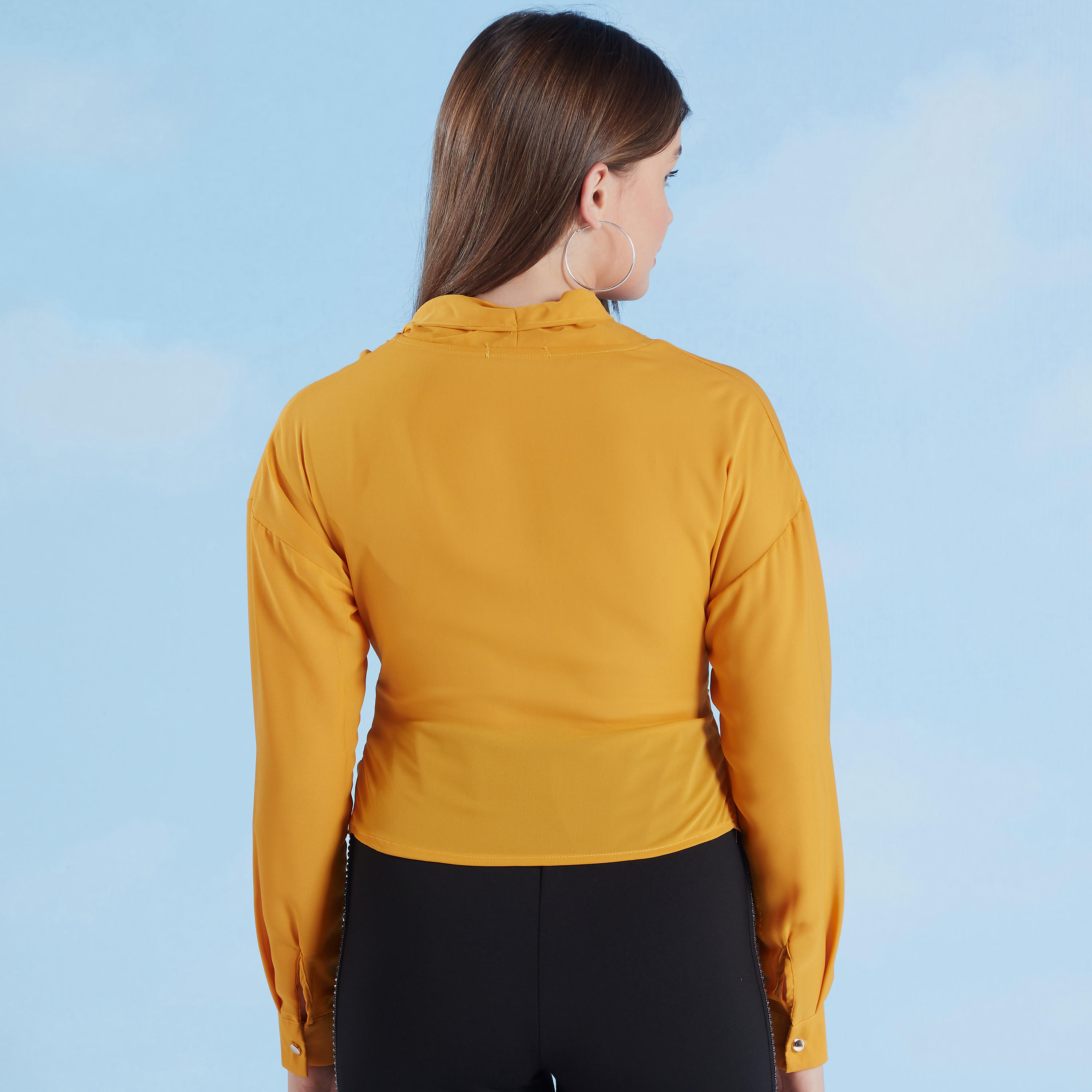 Plain Top with V-neck and Long Sleeves-women-clothing-shirtsandblouses-blouses-image-17