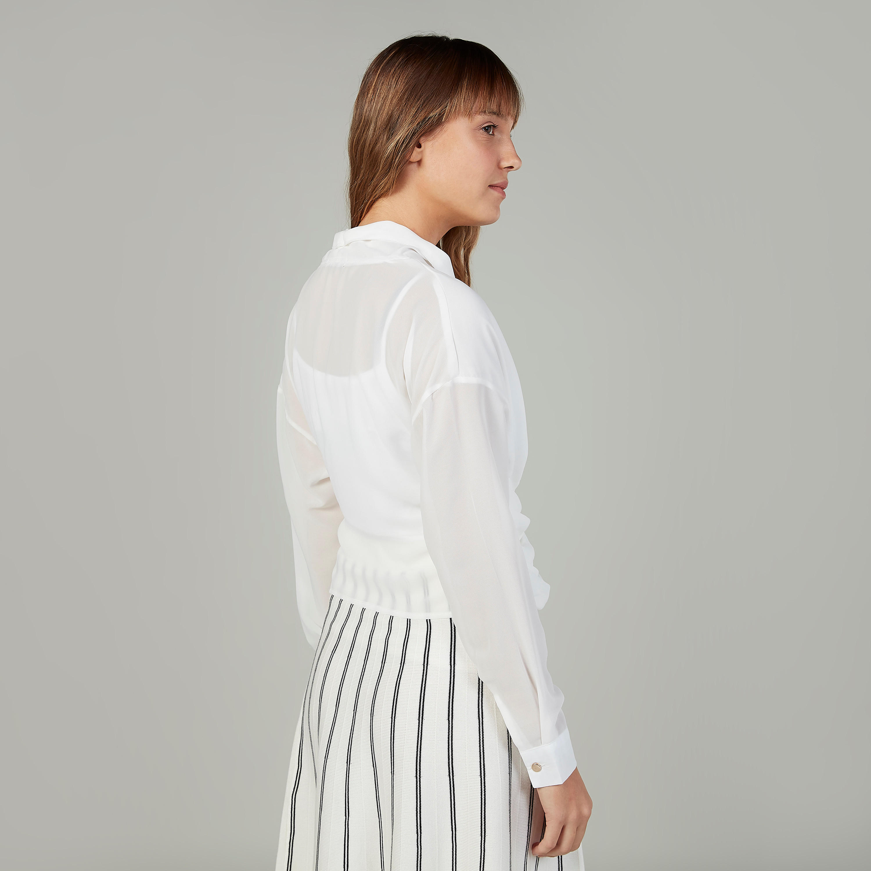 Plain Top with V-neck and Long Sleeves-women-clothing-shirtsandblouses-blouses-image-4
