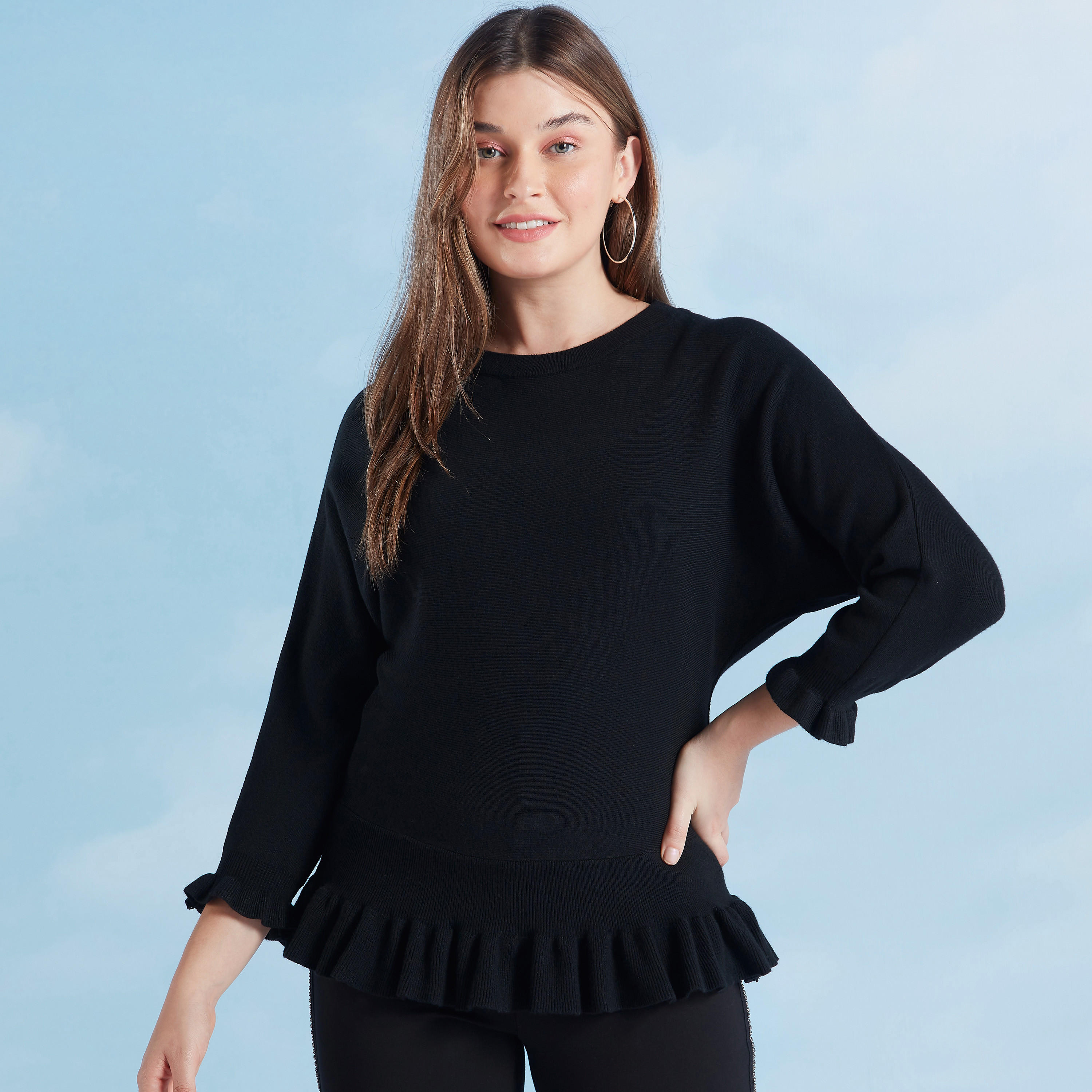 بلوزة سادة بأكمام طويلة وياقة ضيقة-women-clothing-shirtsandblouses-blouses-image-5