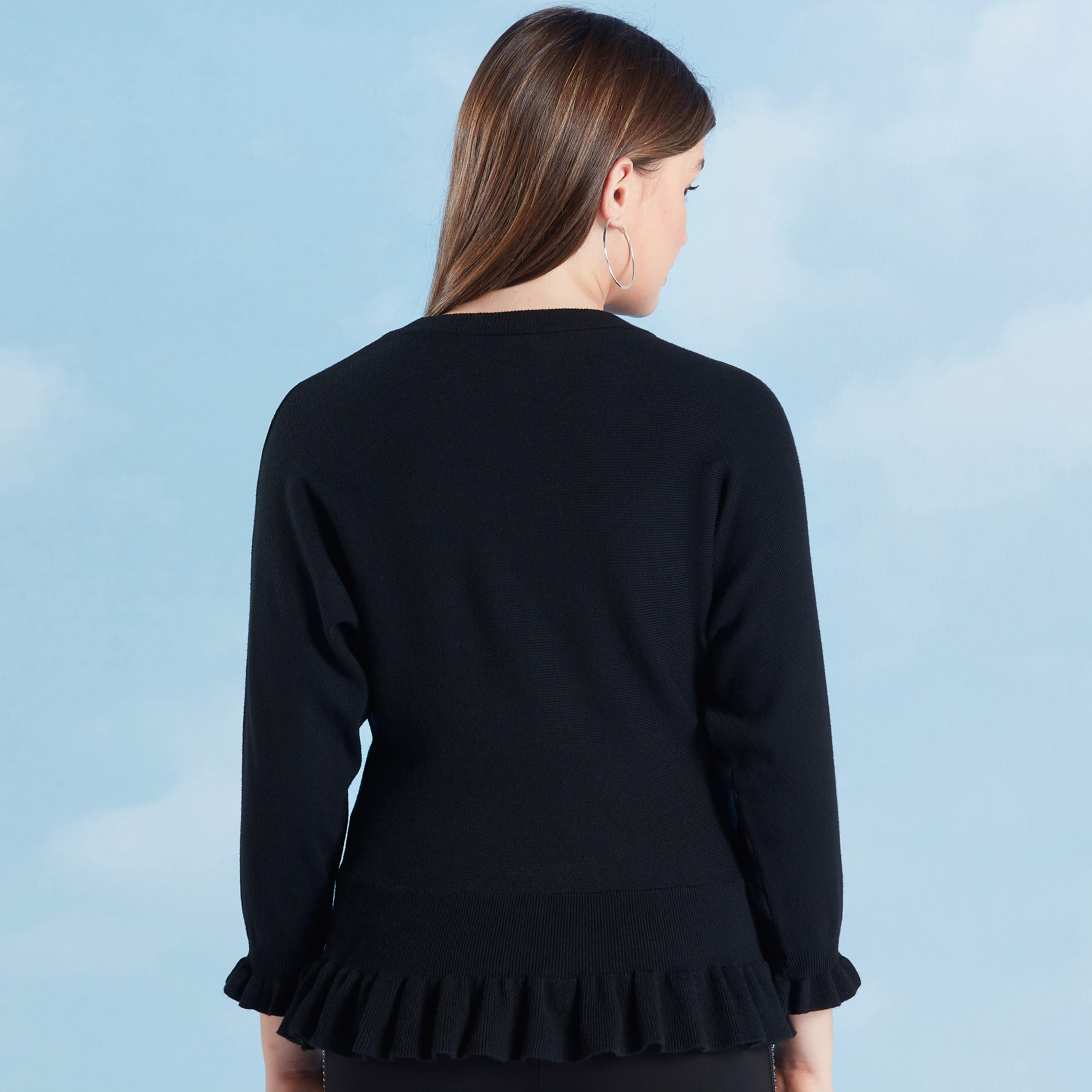 بلوزة سادة بأكمام طويلة وياقة ضيقة-women-clothing-shirtsandblouses-blouses-image-1