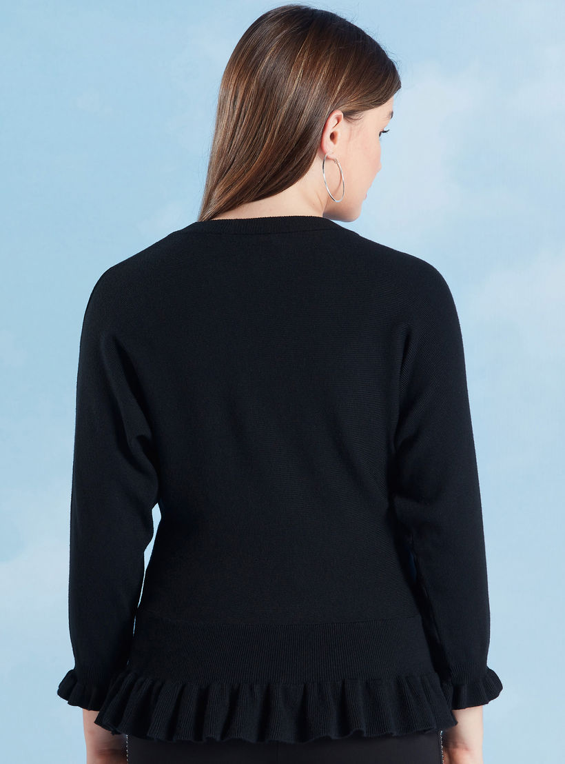 Plain Top with Crew Neck and Long Sleeves-women-clothing-shirtsandblouses-blouses-image-5