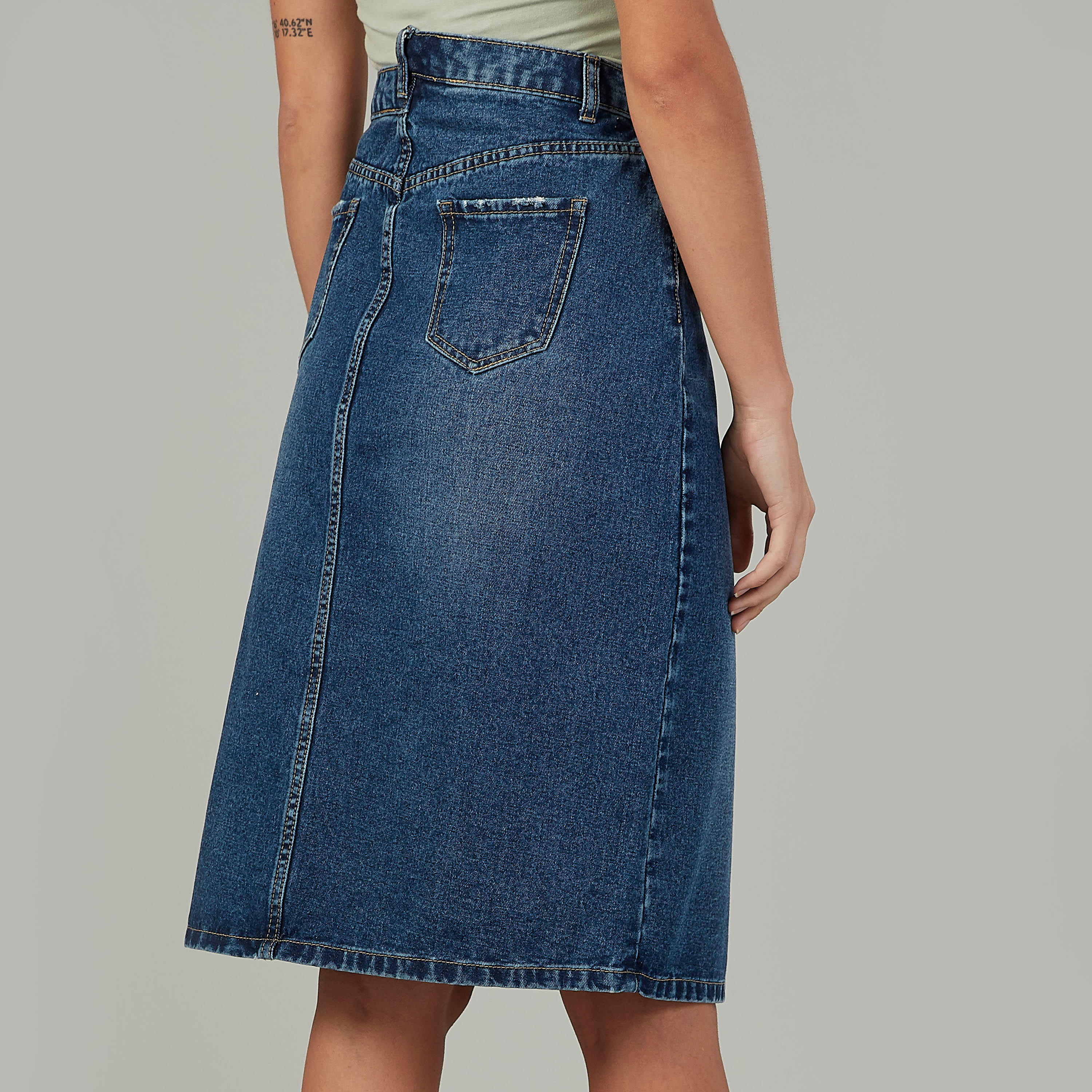 Denim Midi A-line Skirt with Pocket Detail and Belt Loops-women-clothing-bottoms-skirts-image-4
