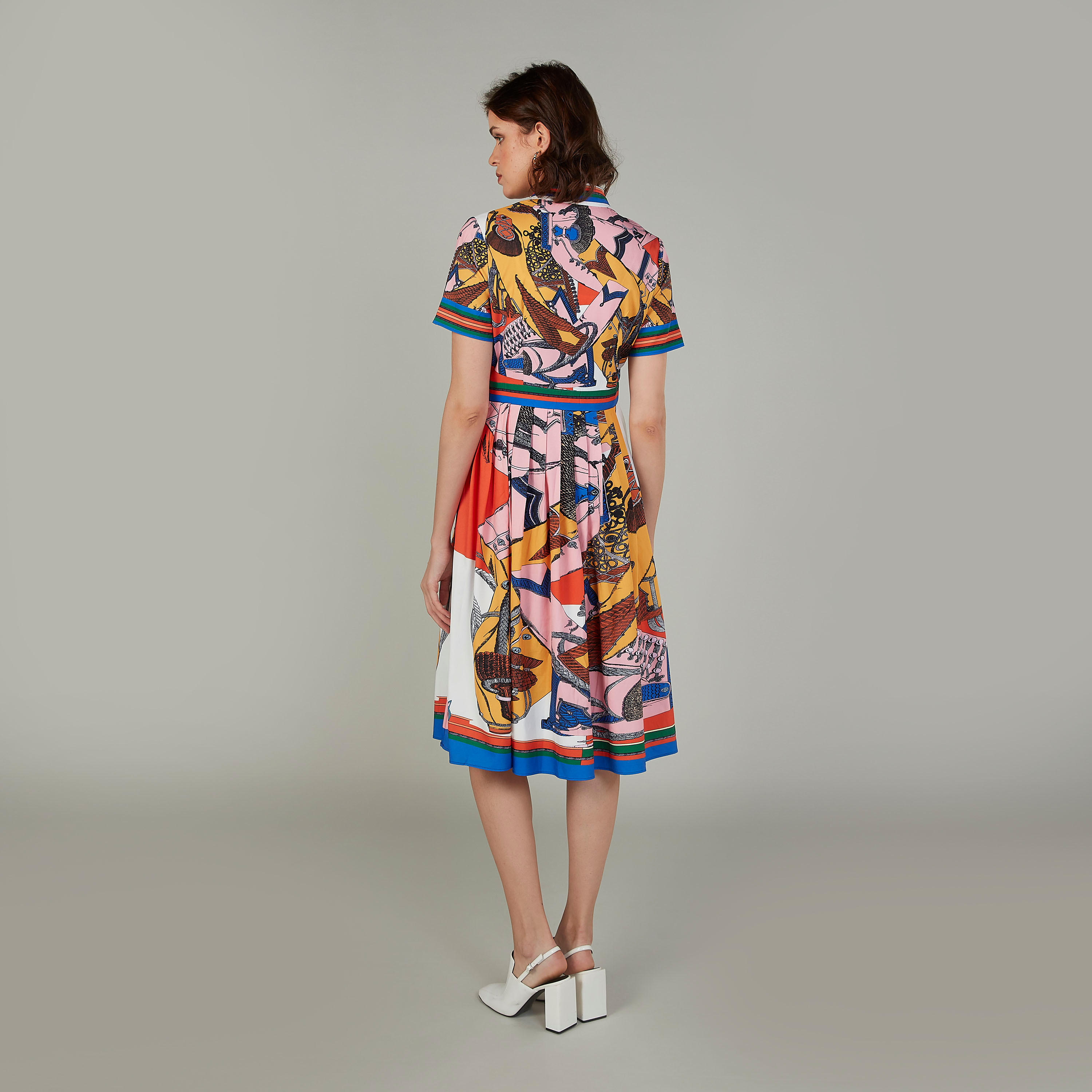 فستان متوسط الطول إيه لاين بأكمام قصيرة وياقة عادية وطبعات-women-clothing-dresses-image-4