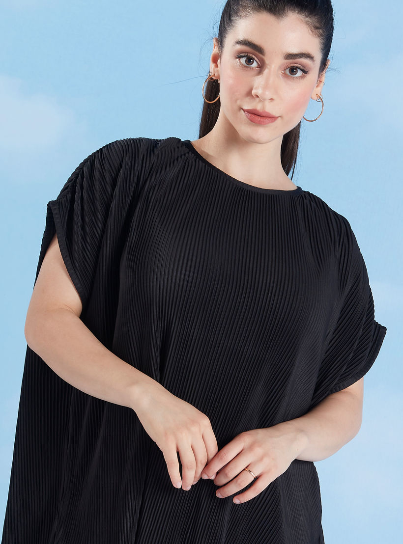 Pleat Top with Boat Neck and Extended Sleeves-women-clothing-shirtsandblouses-blouses-image-3