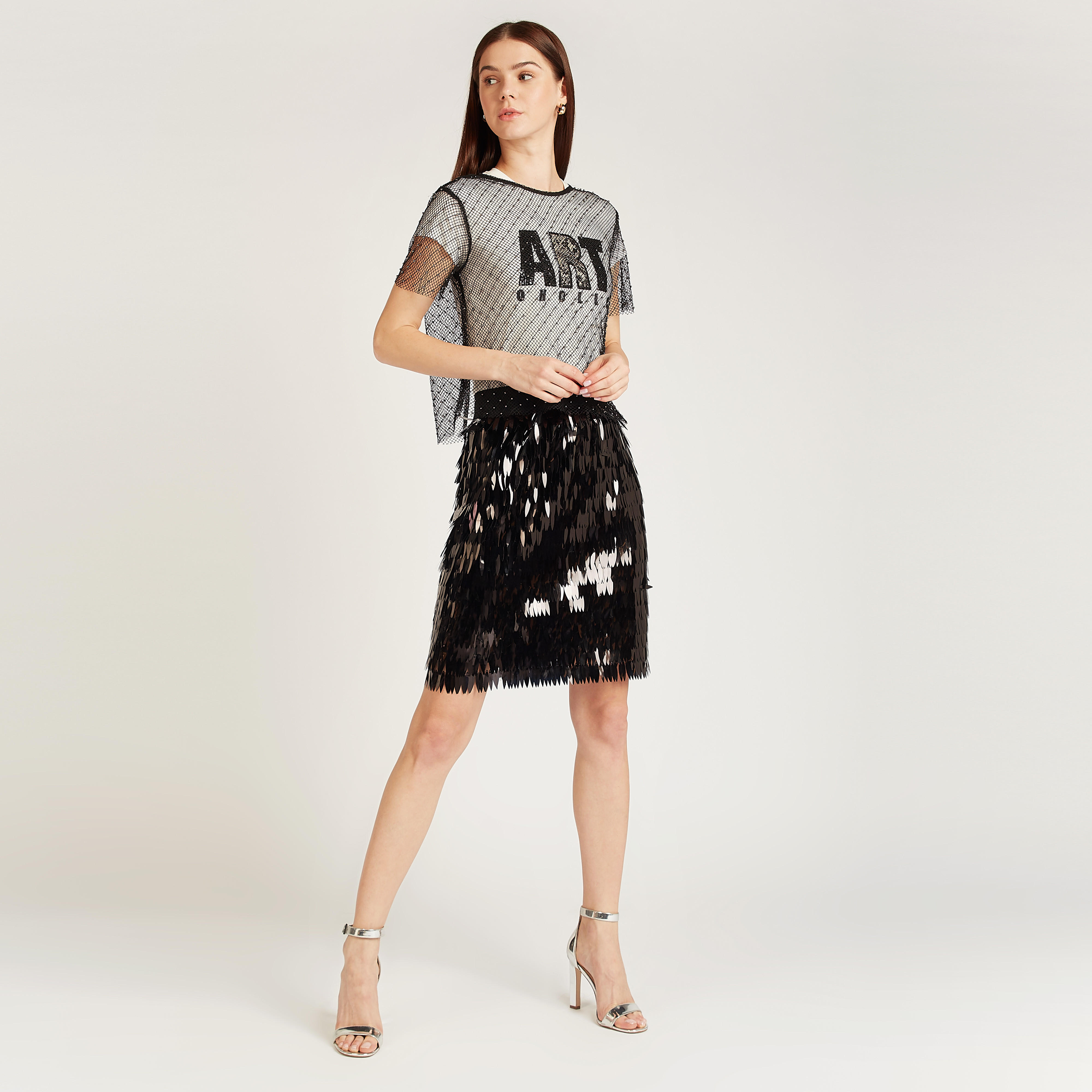 بلوزة دانتيل بياقة مستديرة وأكمام قصيرة-women-clothing-shirtsandblouses-blouses-image-2