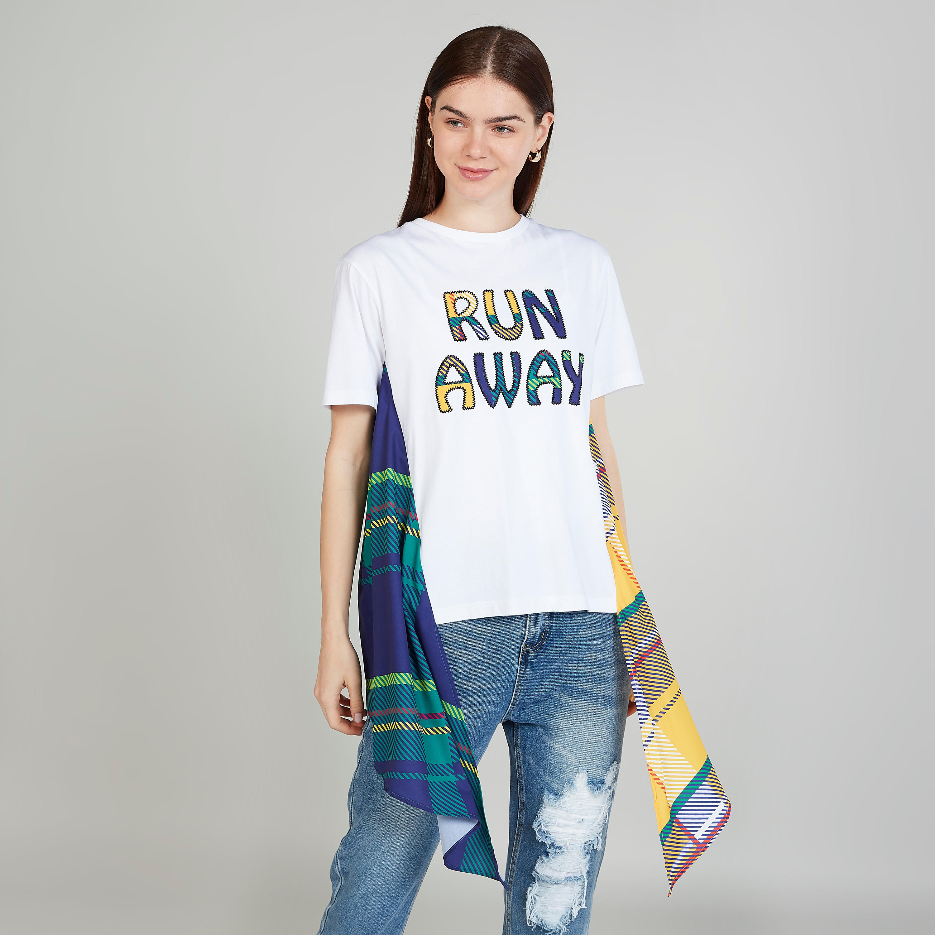 Cut and Sew T-shirt with Round Neck-women-clothing-tshirts-image-1