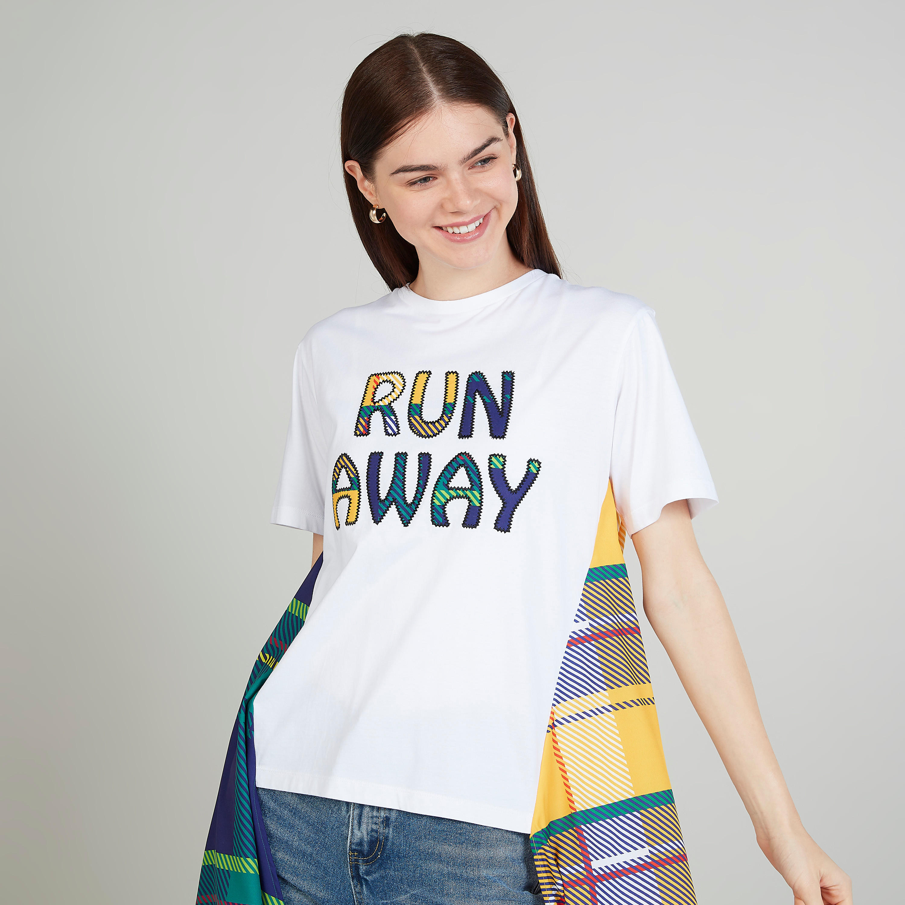 Cut and Sew T-shirt with Round Neck-women-clothing-tshirts-image-3