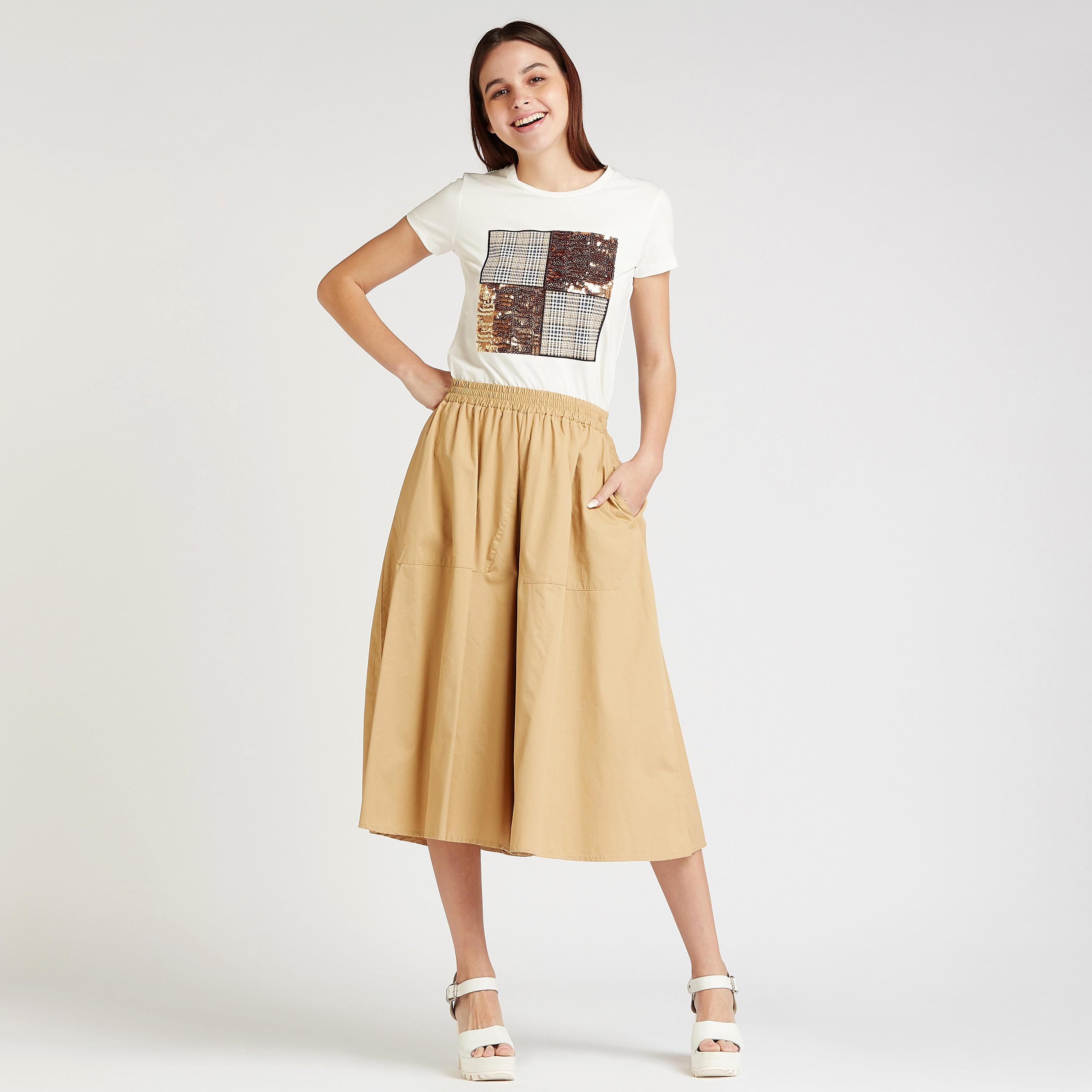 Embellished T-shirt with Crew Neck and Short Sleeves-women-clothing-tshirts-image-2