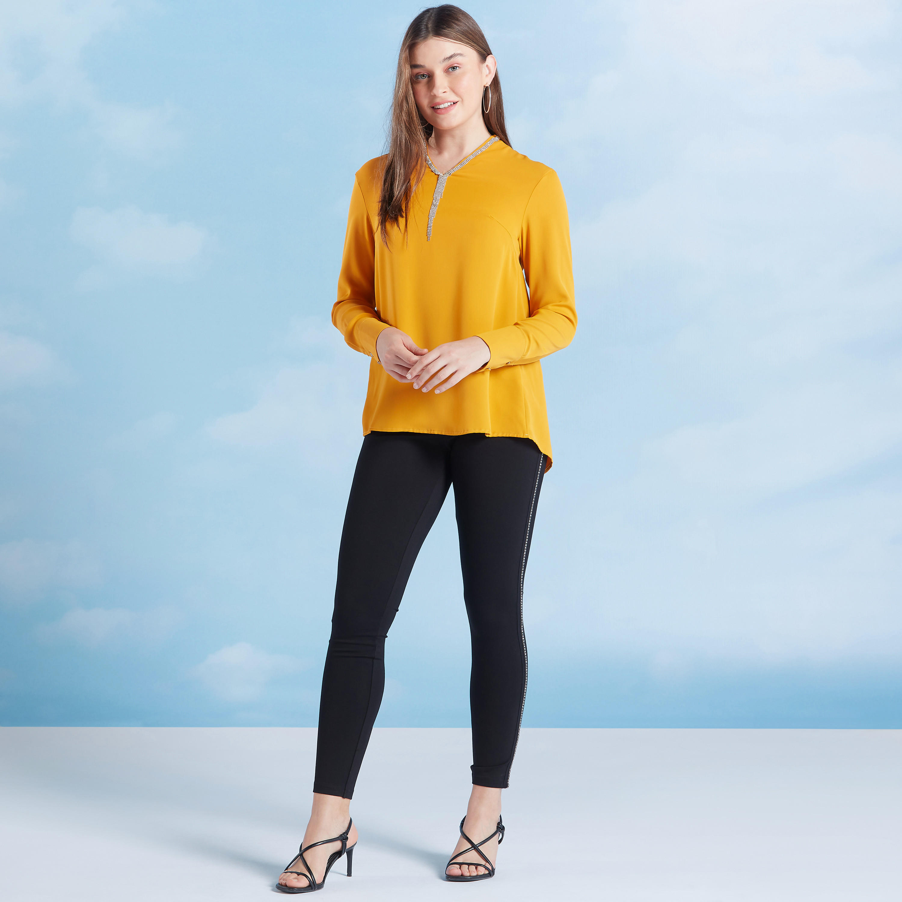 Solid Top with Long Sleeves and Stud Detail-women-clothing-shirtsandblouses-blouses-image-2