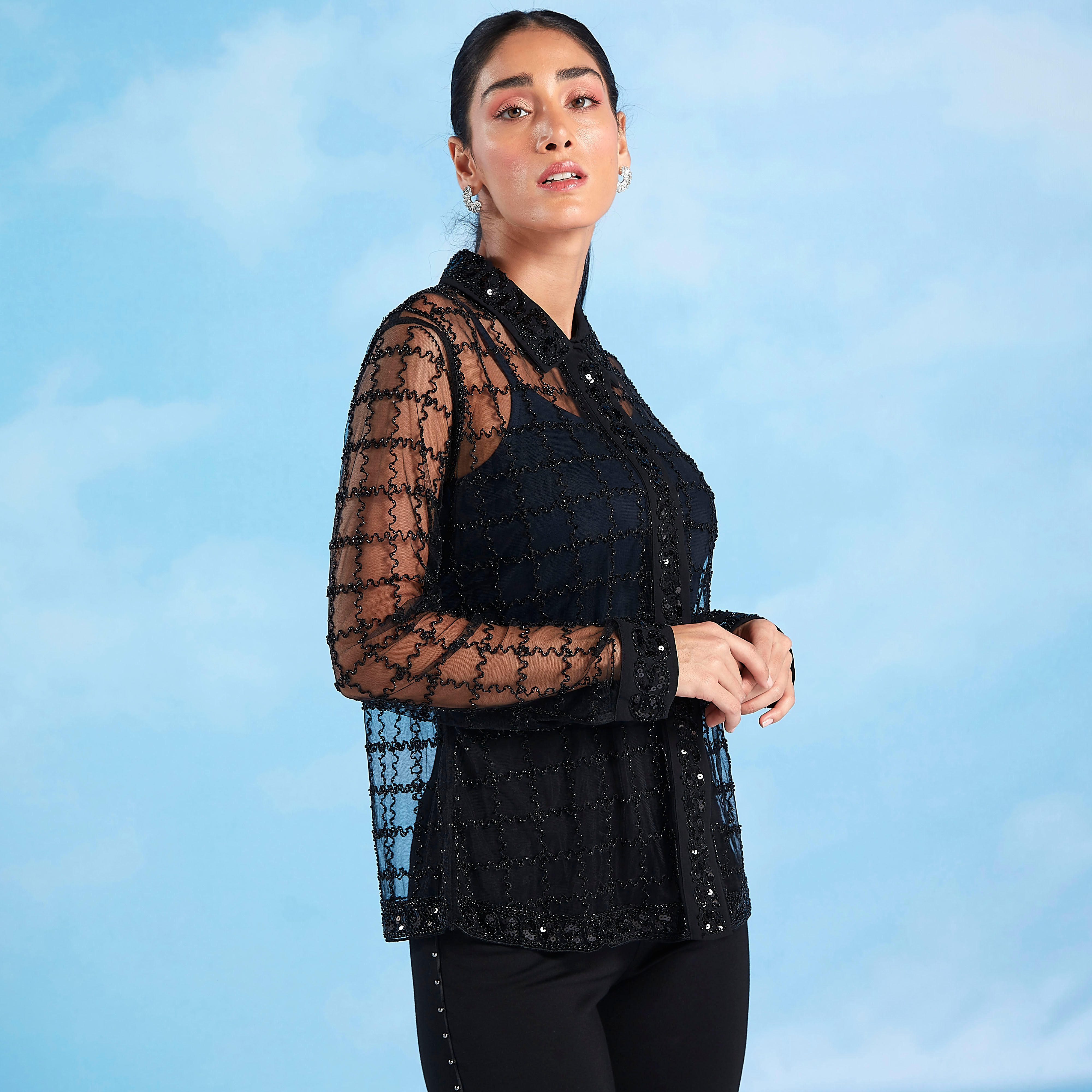 بلوزة شفافة مزخرفة بأكمام طويلة من تو إكستريمز-women-clothing-shirtsandblouses-blouses-image-2