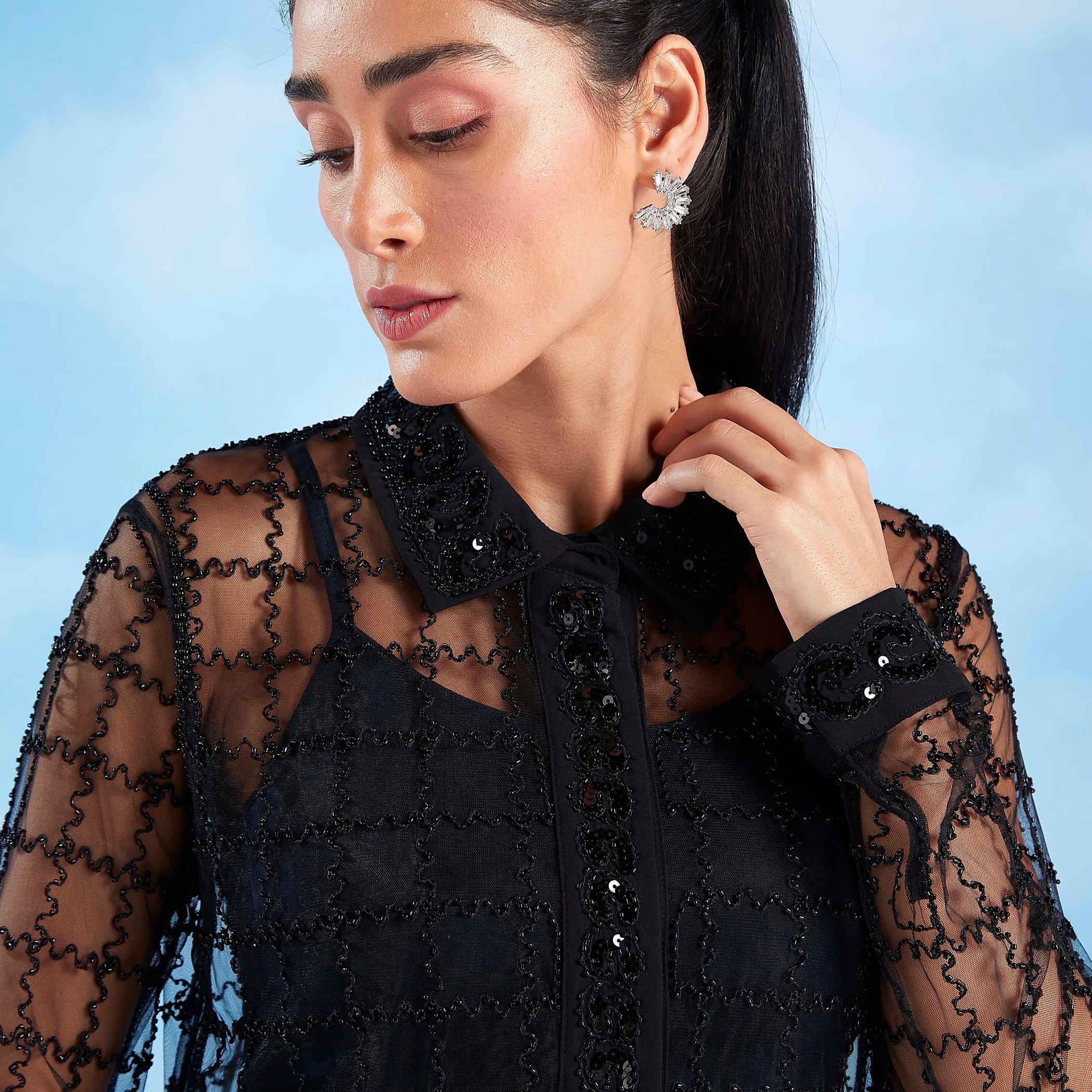 بلوزة شفافة مزخرفة بأكمام طويلة من تو إكستريمز-women-clothing-shirtsandblouses-blouses-image-4