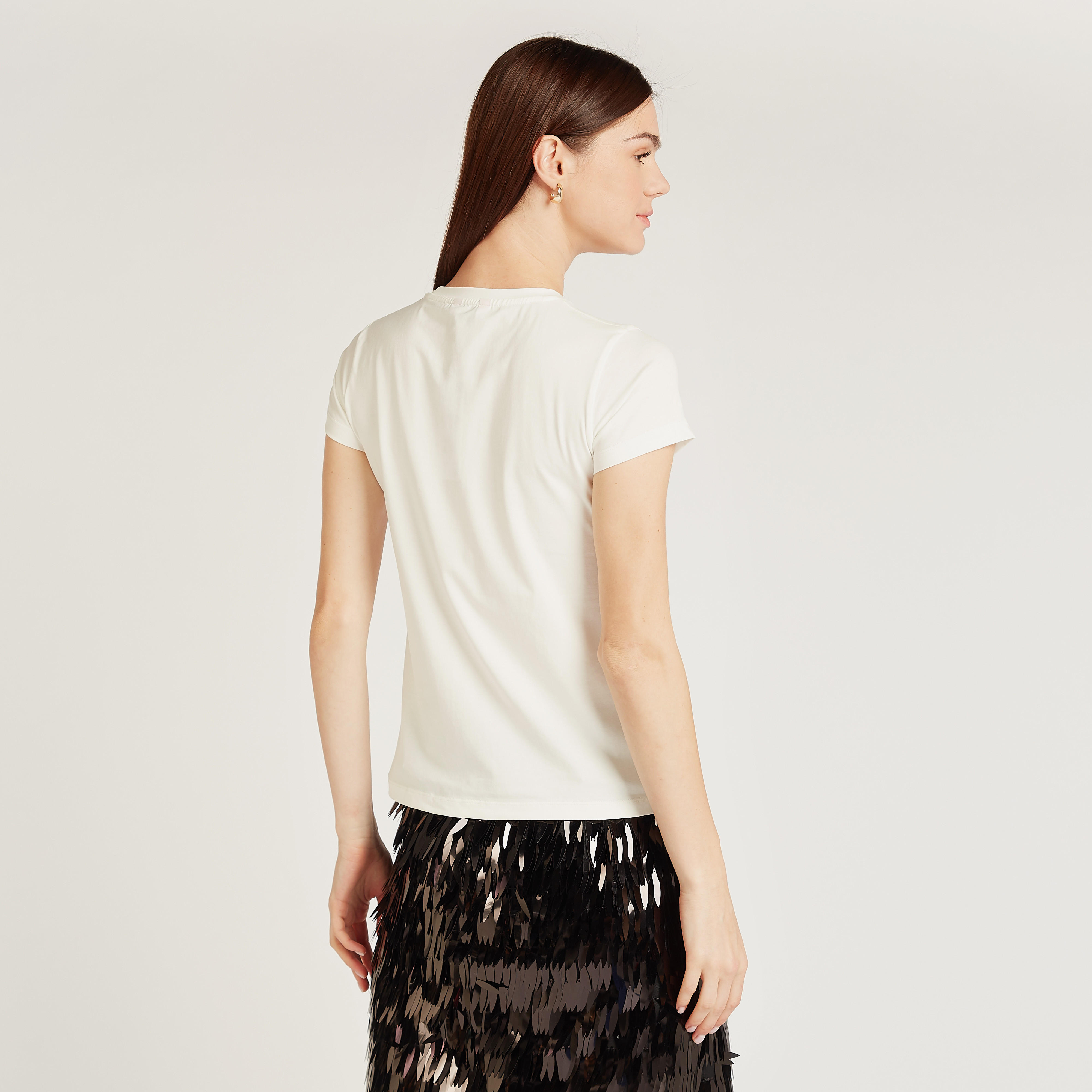 Embellished T-shirt with Crew Neck and Short Sleeves-women-clothing-tshirts-image-2