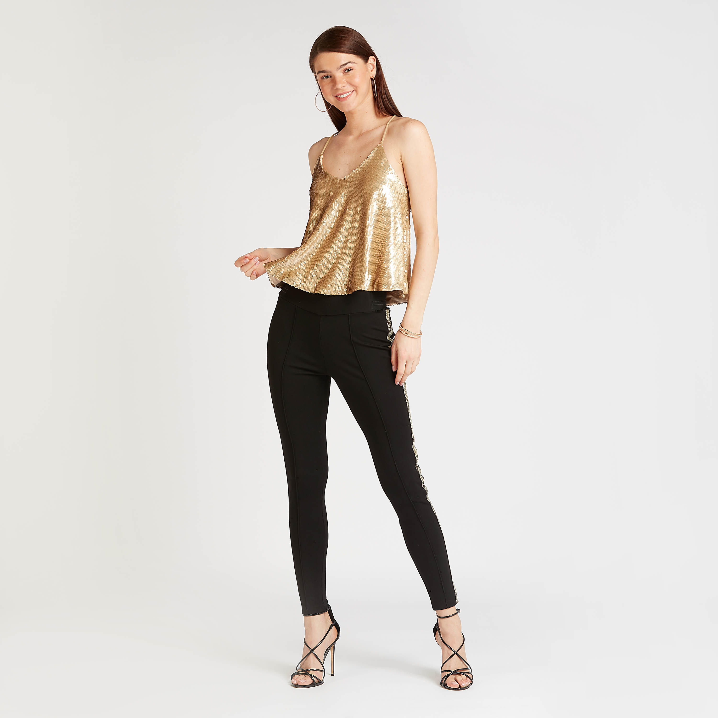 بلوزة بياقة عميقة وتفايل ترتر وحمّالات رفيعة-women-clothing-shirtsandblouses-blouses-image-2