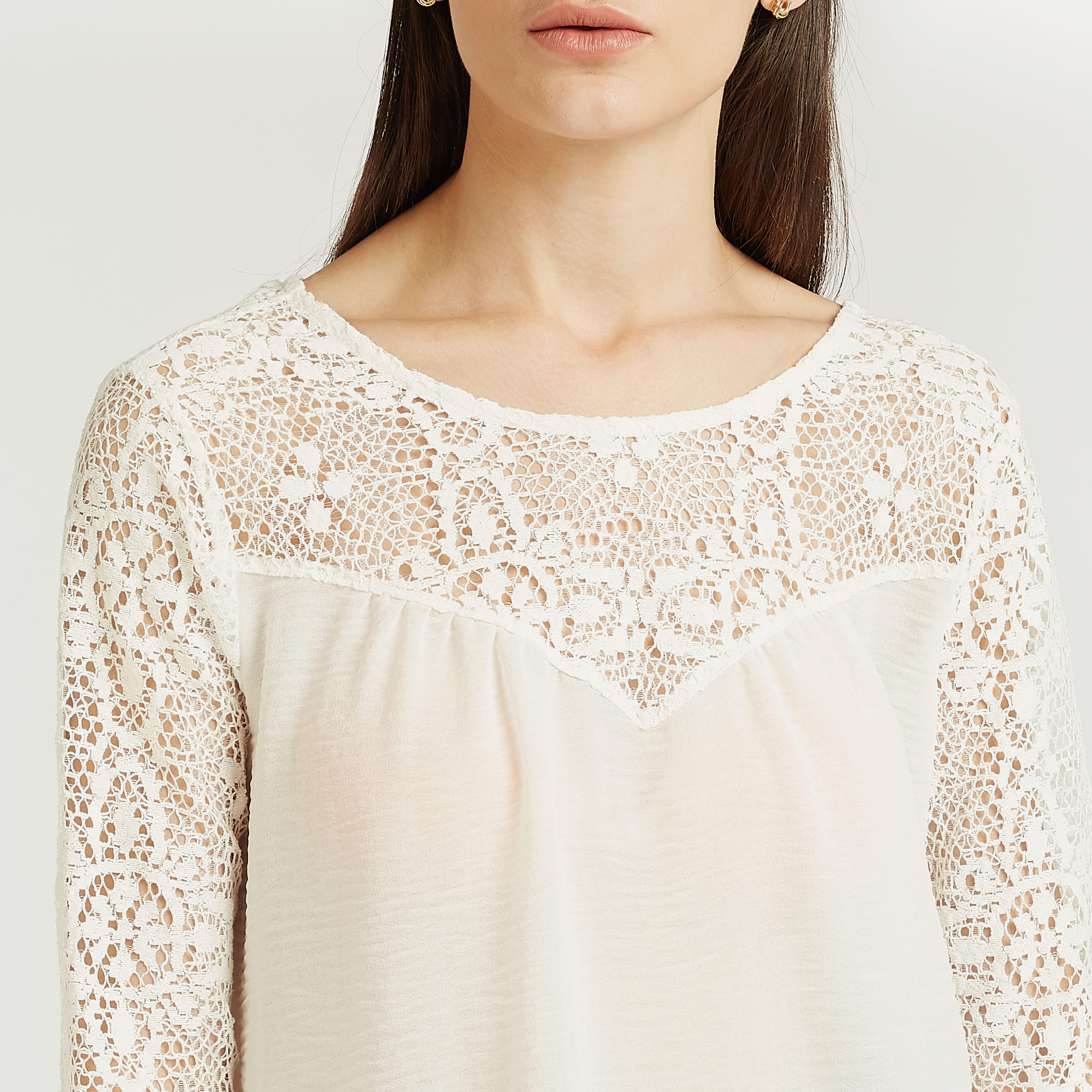 بلوزة دانتيل بياقة مستديرة وأكمام طويلة-women-clothing-shirtsandblouses-blouses-image-3