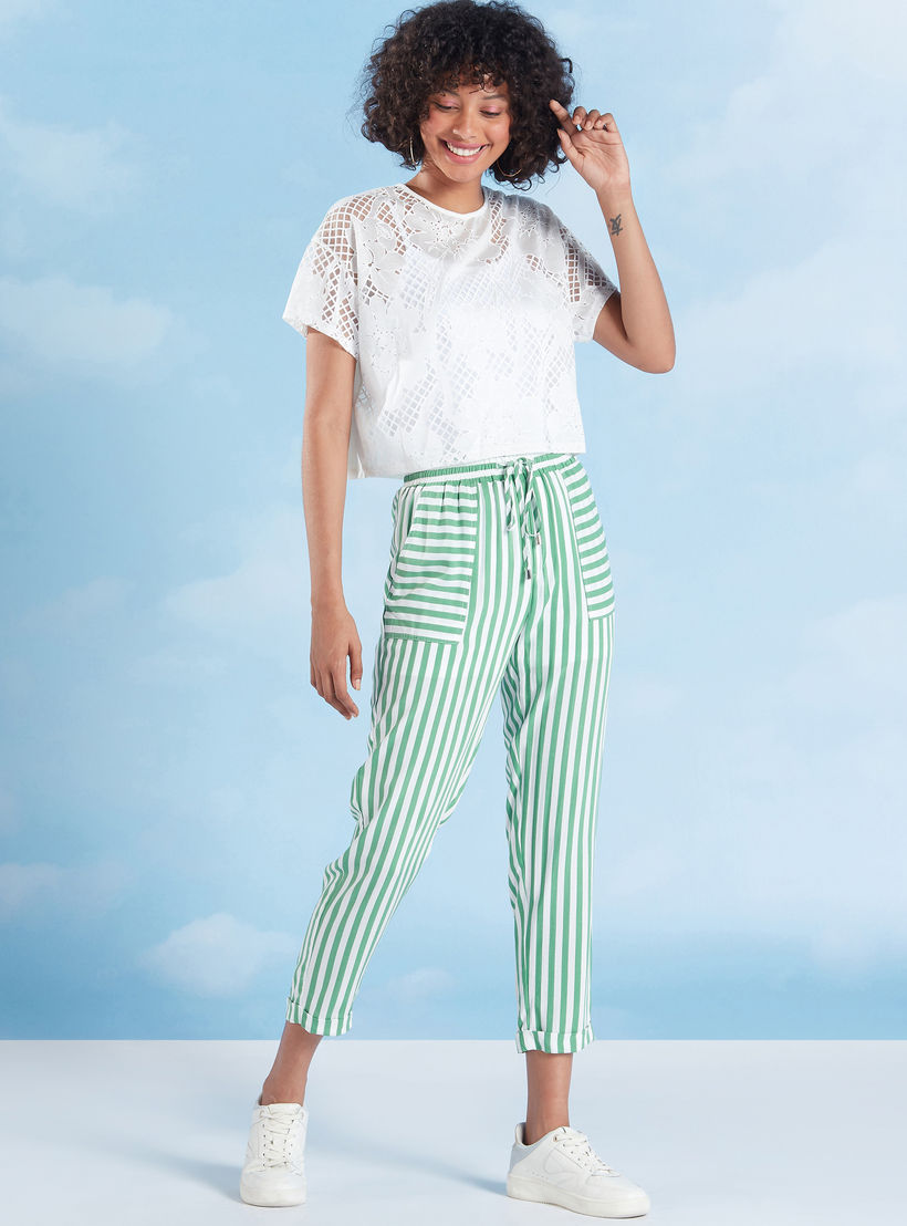 Striped Cropped Trosuers with Pocket Detail and Drawstring-women-clothing-bottoms-trousers-image-2