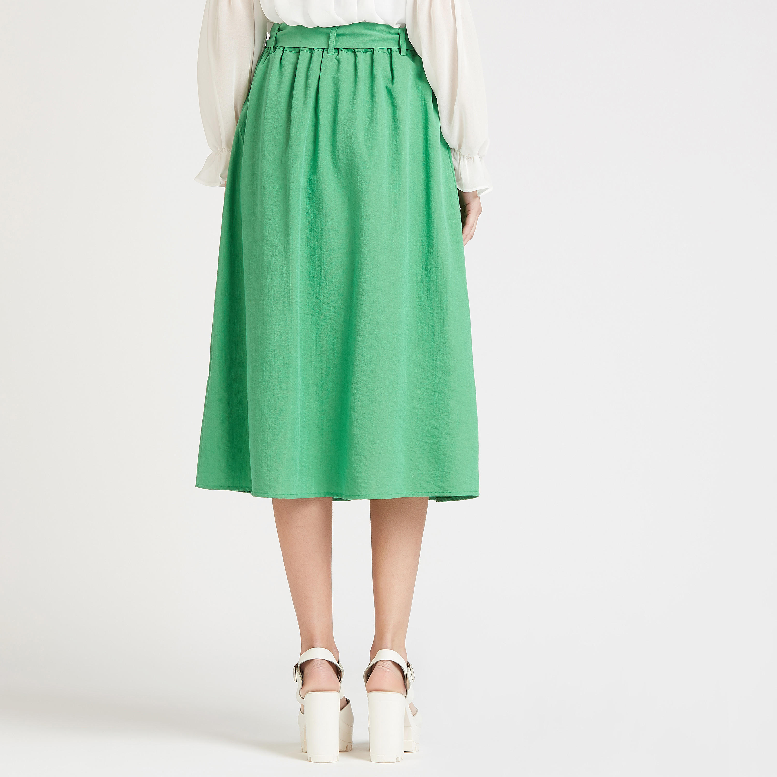 تنّورة ميدي ايه لاين بارزة الملمس بتفاصيل جيوب وأربطة-women-clothing-bottoms-skirts-image-4