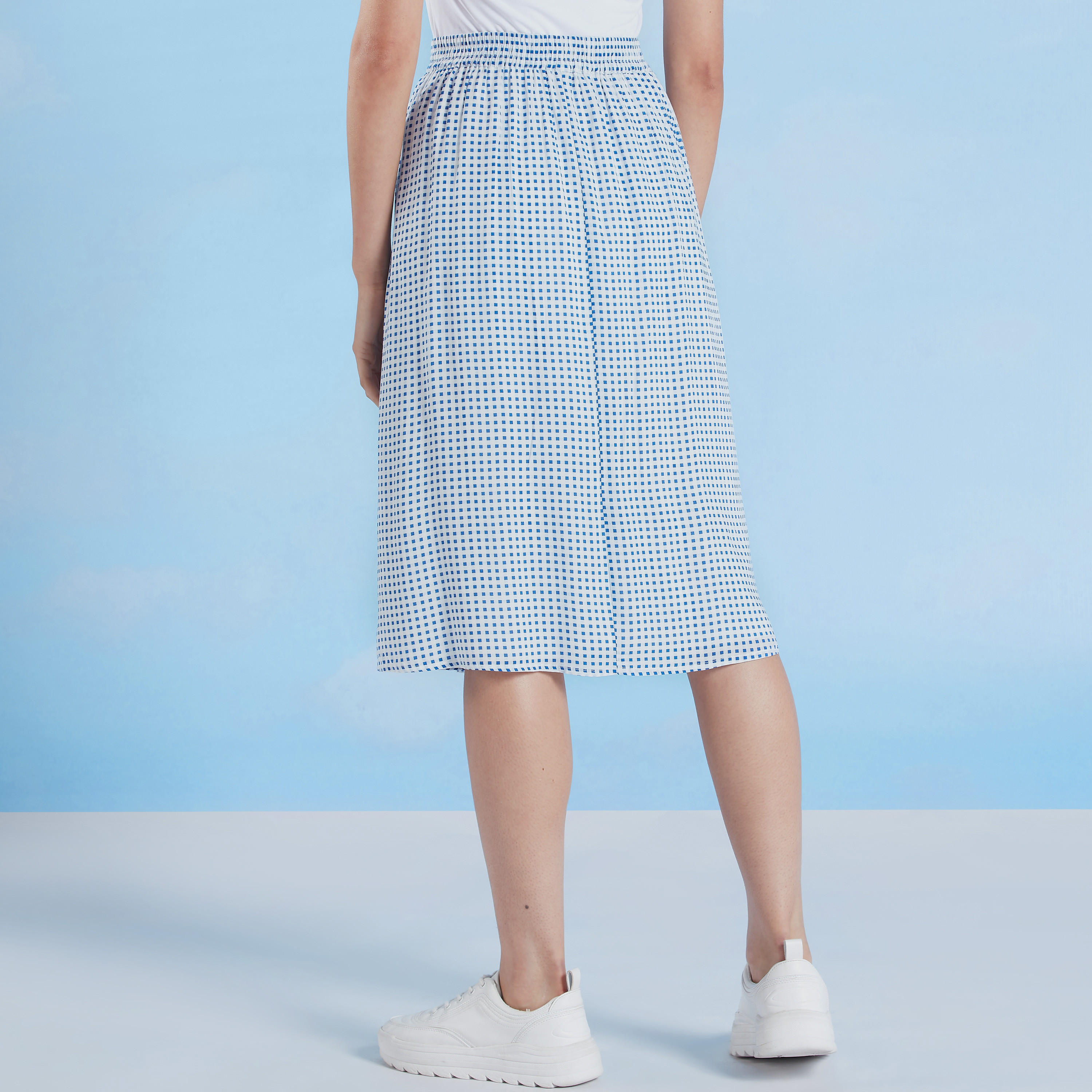 تنورة ميدي إيه لاين كاروهات بخصر مطّاطي-women-clothing-bottoms-skirts-image-5