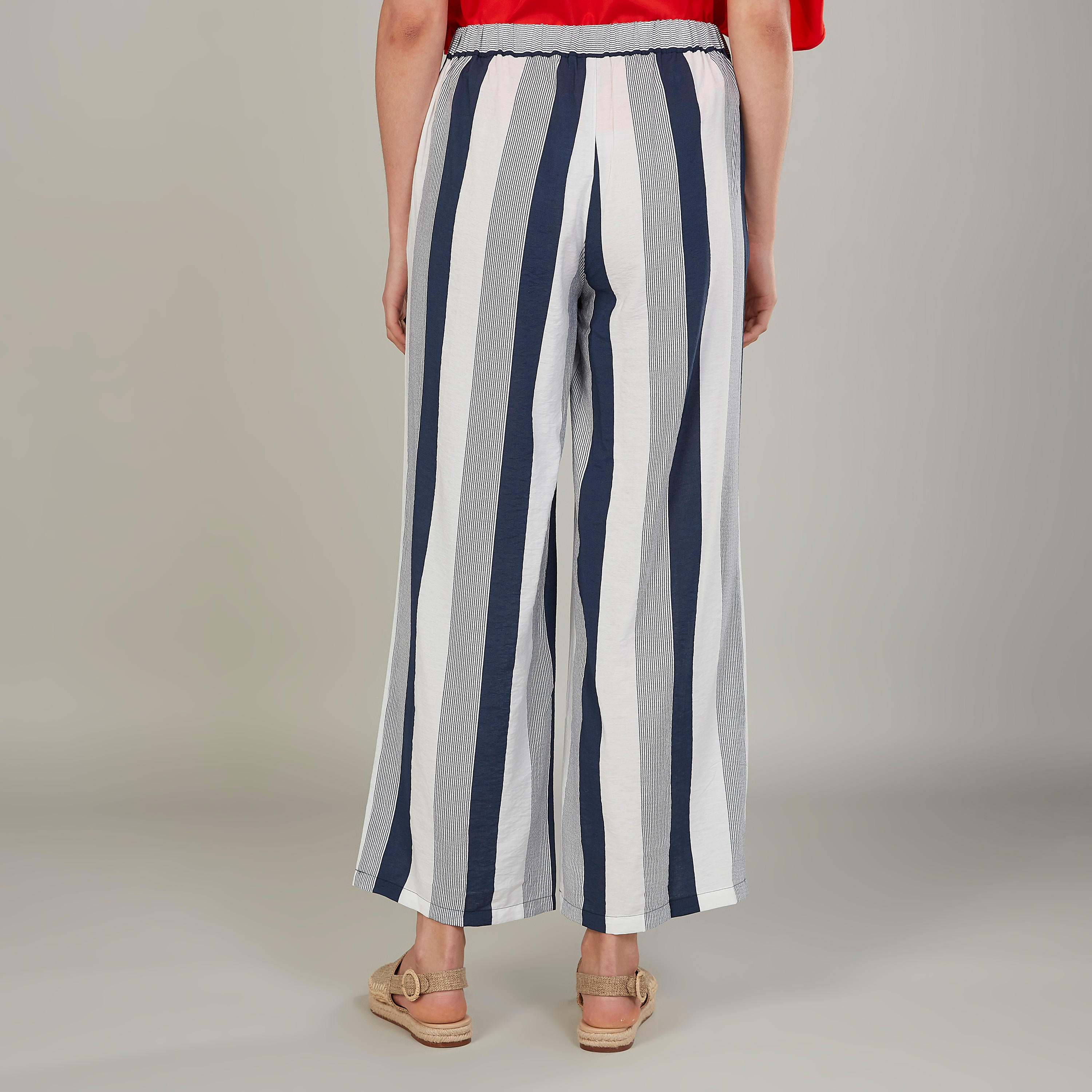 بنطلون بالازو مخطط بخصر مرتفع مطّاطي وجيوب-women-clothing-bottoms-trousers-image-4