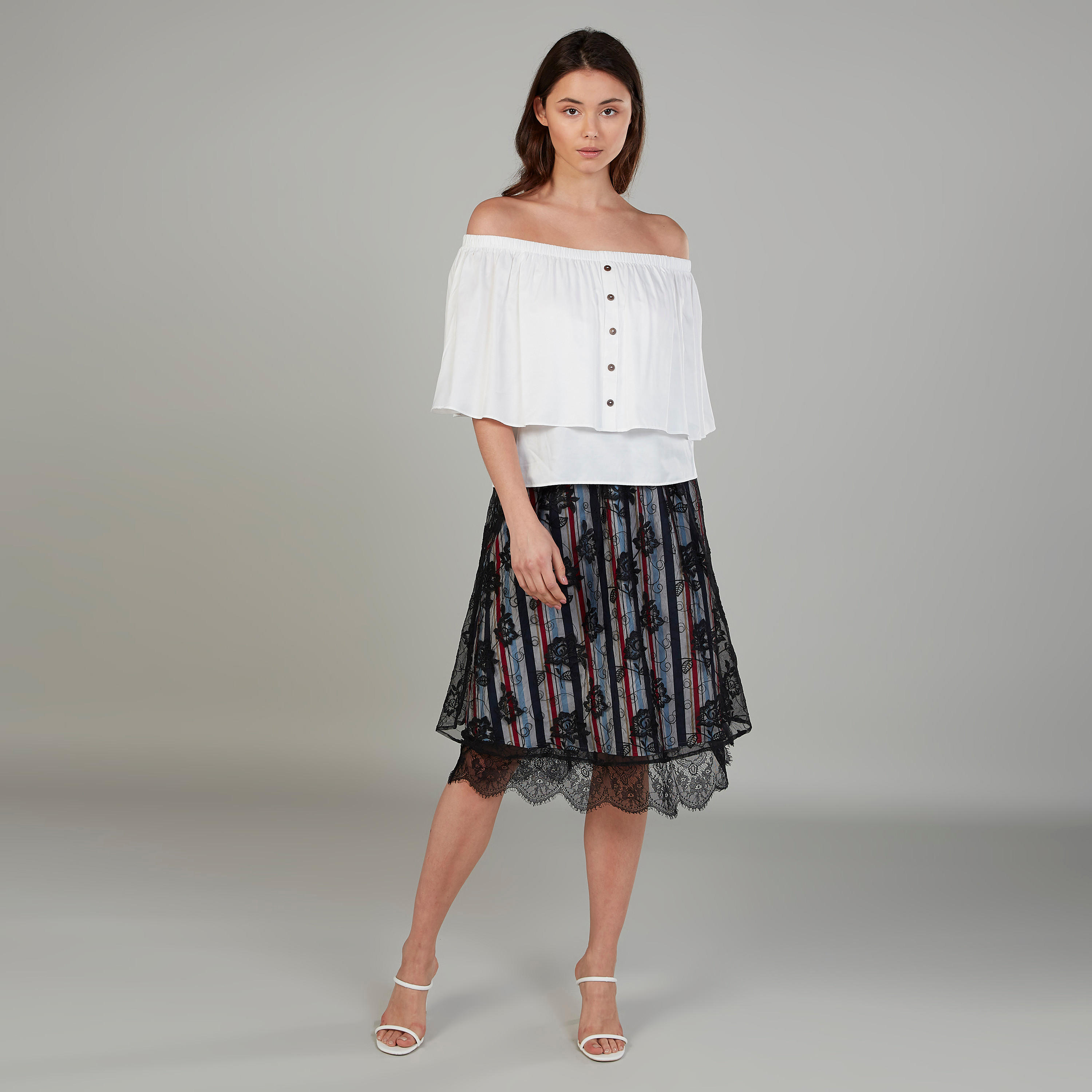 تنورة إيه لاين ميدي مطرّزة بخصر مطّاطي-women-clothing-bottoms-skirts-image-2